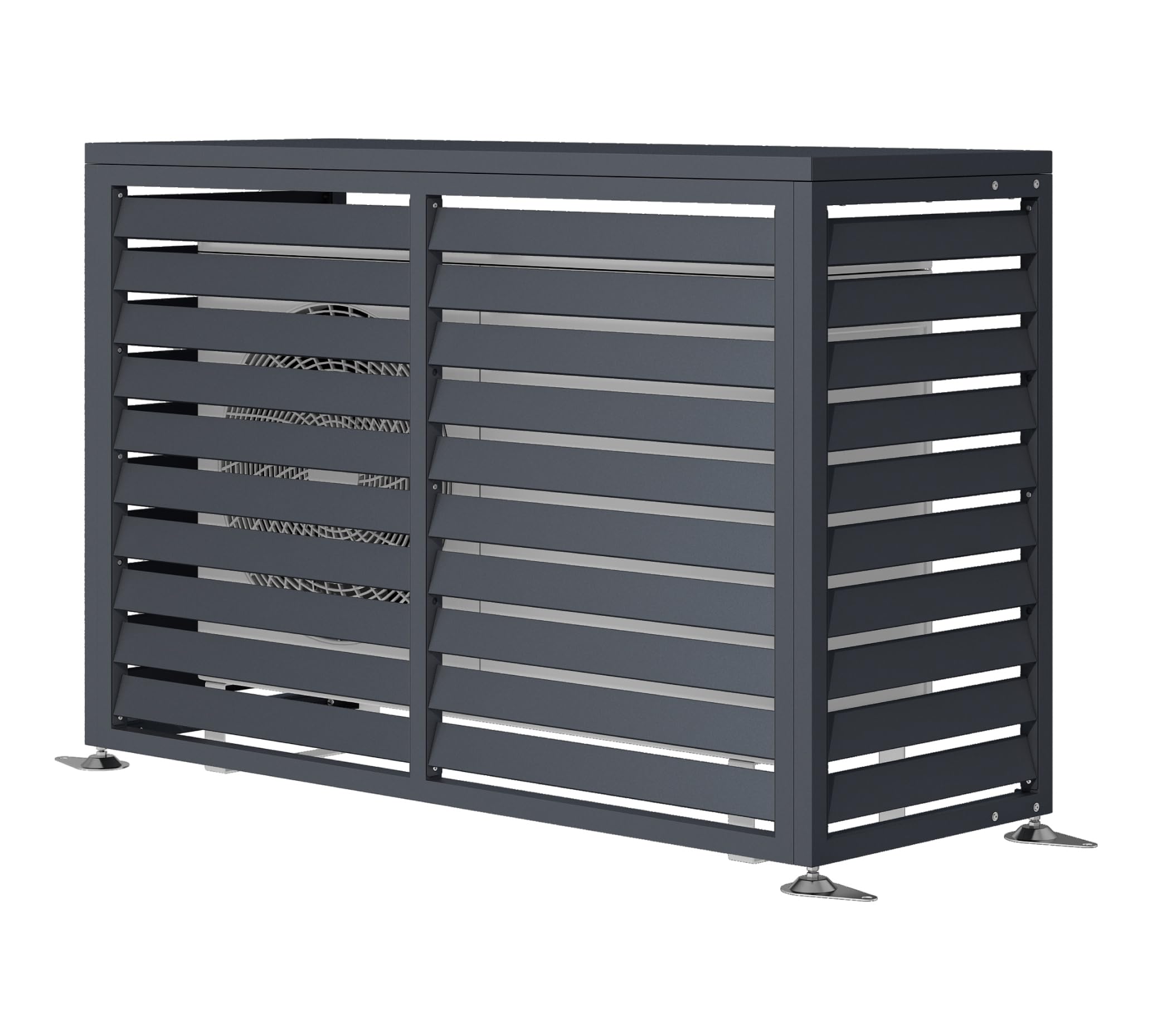 Westmann Boxa S | Wärmepumpen Verkleidung & Klimaanlagen Abdeckung | Stahl Holzoptik Anthrazit | Höhenverstellbar | 100x56x97 cm (Anthrazit, 140x56x97 cm)