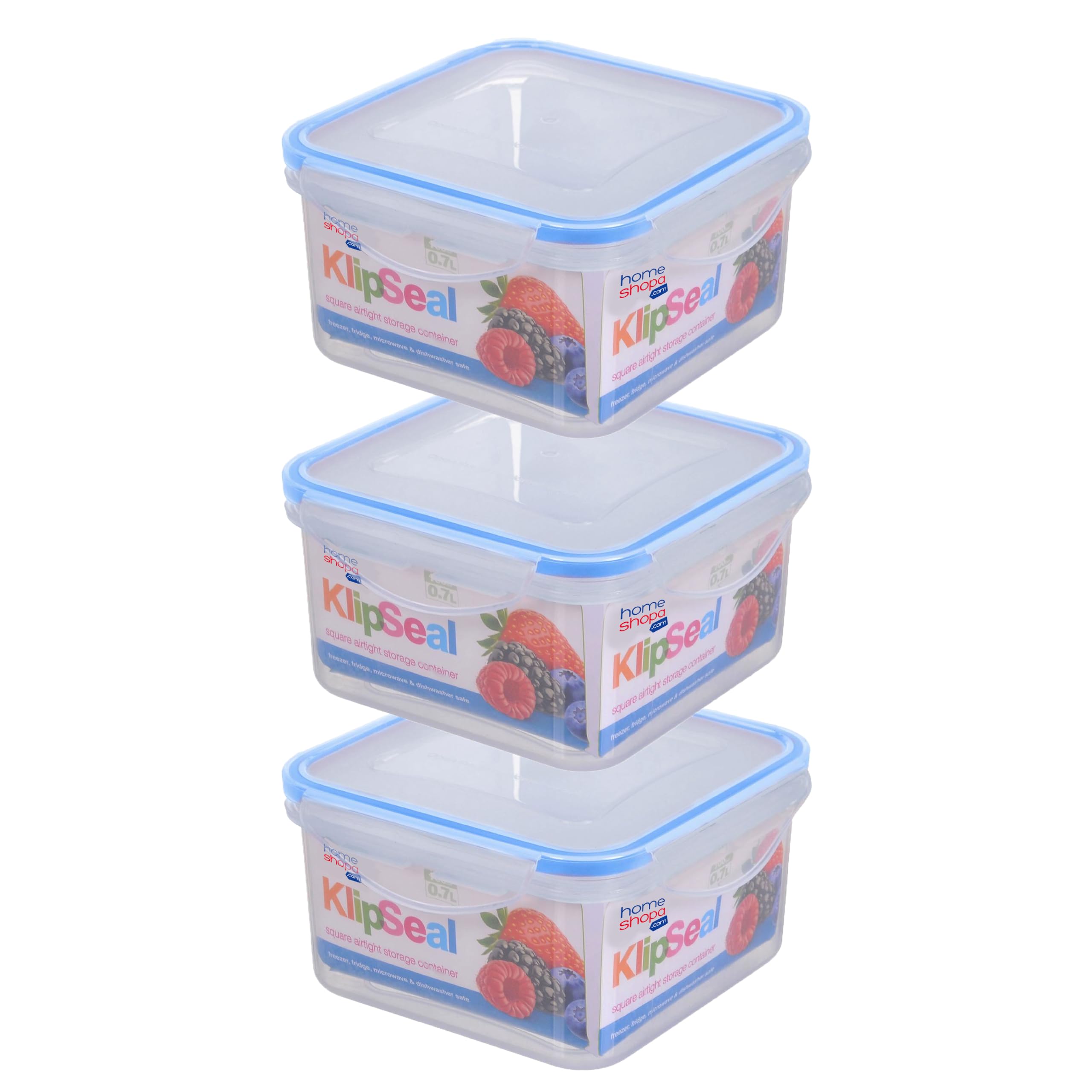 Homeshopa.com Pack 3 Homeshopa Plastic Airtight Food Storage Container, 3 Pack 700Ml Square Leakproof Stackable Container With Clip-Lock Lid, Bpa Free Reusable Meal Prep Lunch Box, Microwave Freezer & Dishwasher Safe