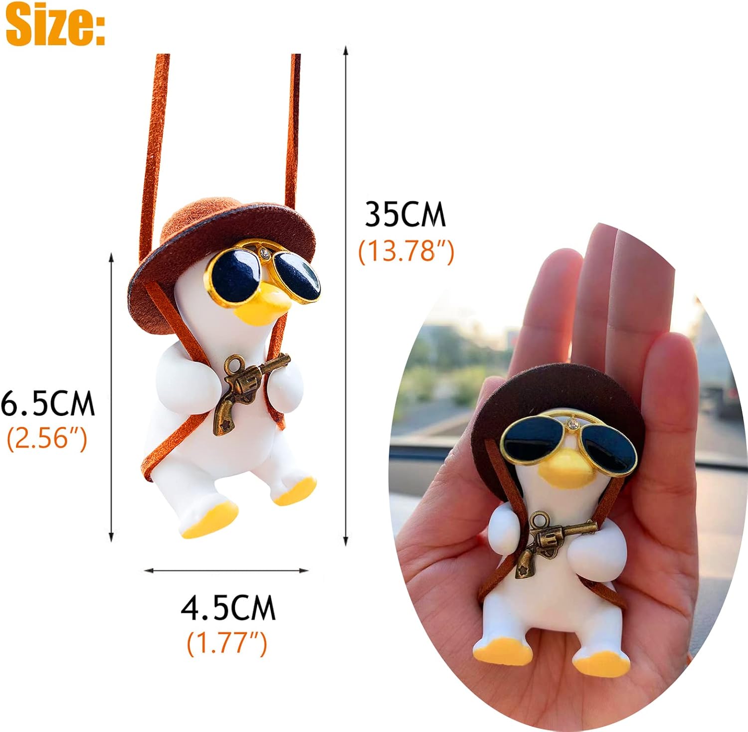 Cute Car Accessories, Swinging Duck Car Hanging Ornament, Rear View Mirror Accessories, Automotive Interior Decorations, Ideal Small Gifts for Women/Men/Kids