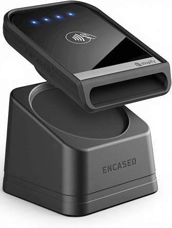 Encased Dock for Shopify Tap & Chip Card Reader with Removeable Protective Case - Magnetic Case and Display Stand Set with Non-Slip Base Black