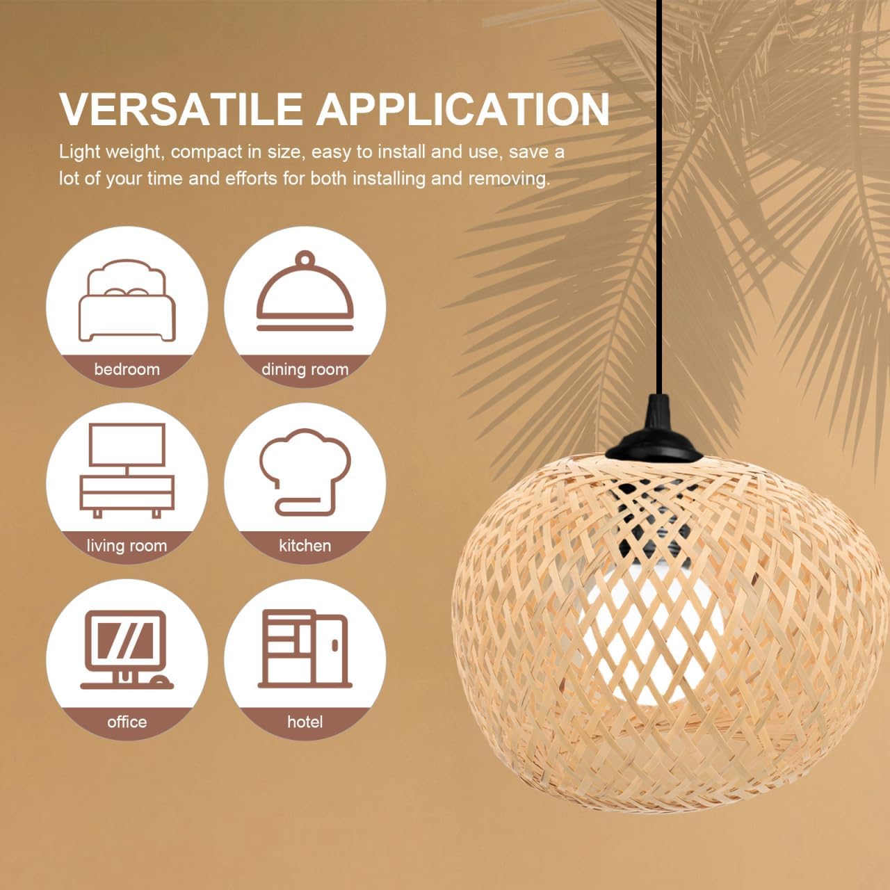 Hanging Light Fixture Hanging Chandelier Ceiling Light Covers Vintage Lamp Shade Rustic Woven Bamboo Bamboo Weaving
