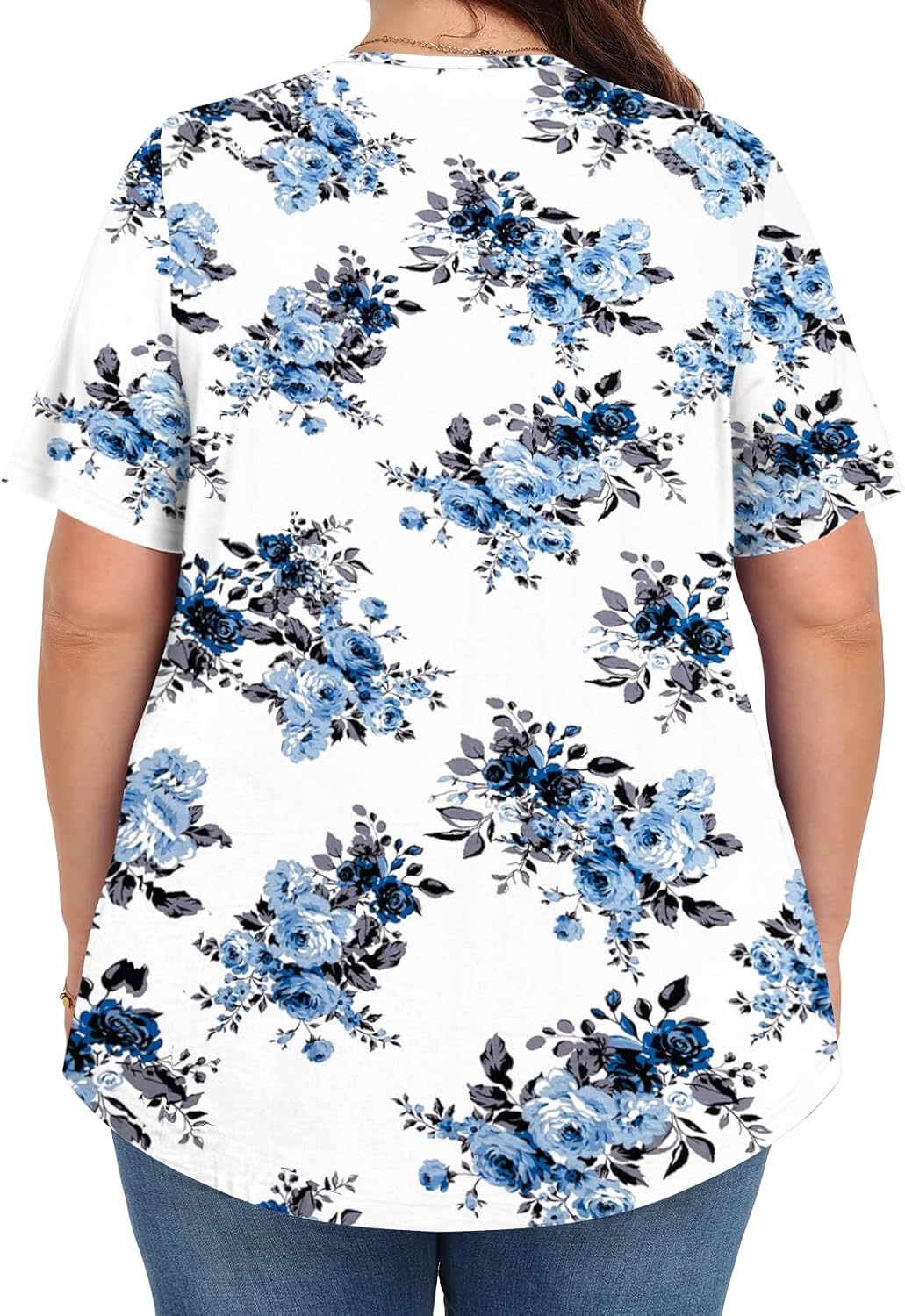 Womens Plus Size Tops Summer Shirts Tunic Short Sleeve Crew Neck Loose Fit Blouse 1X-5X - Image 4