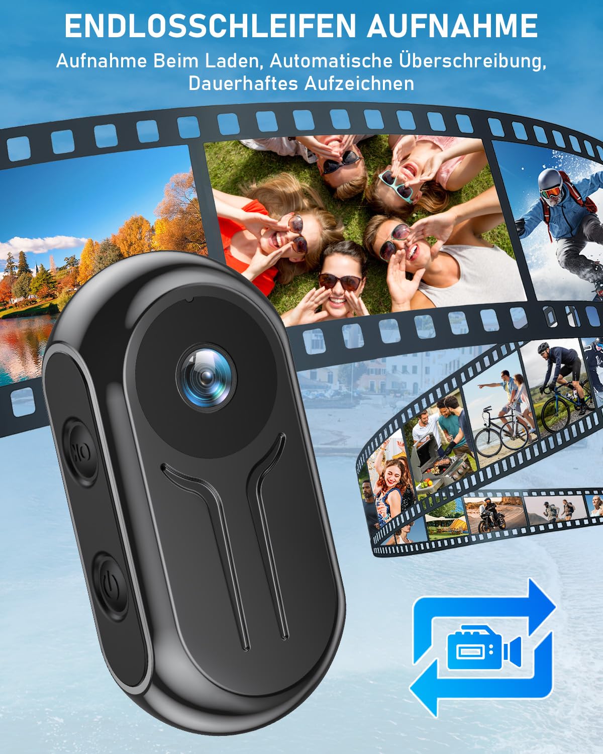 Mini Action Cam mit WiFi 2K Bodycam Körperkamera Mini