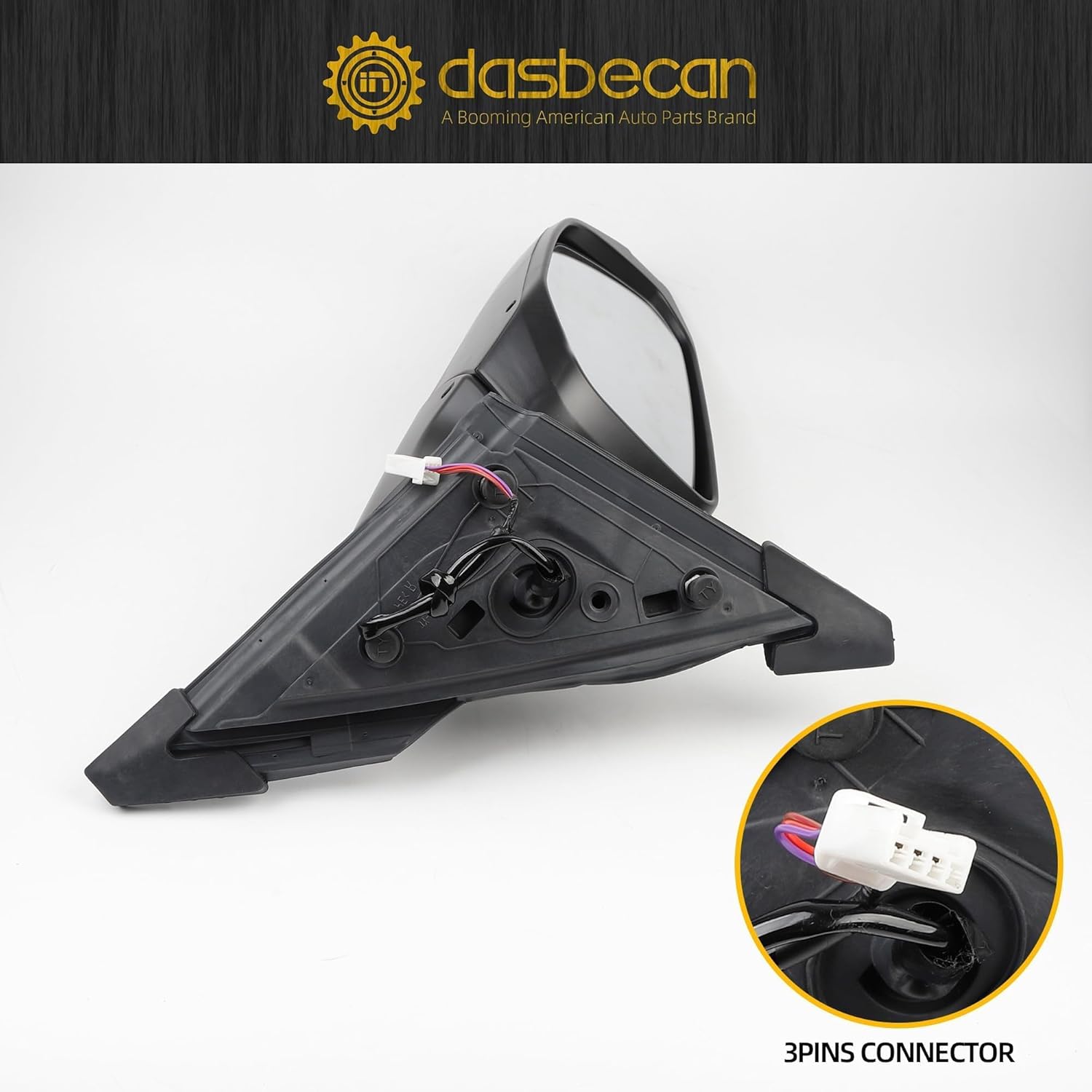 Dasbecan Left Driver Side Door Mirror Assembly Compatible with Honda Civic 2016-2021 Power Glass Non-Heated Manual Folding Replaces HO1320283 White 3Pins (For US Built Models)
