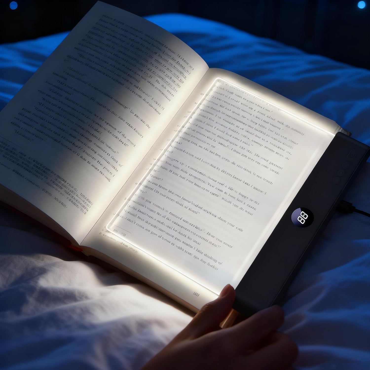 LED Reading Clip on Book Light - Rechargeable Flat Night Light with 3 Colors & Timer Lamp for in Bed - Gifts for Readers Lovers Kids Women Men (Black)
