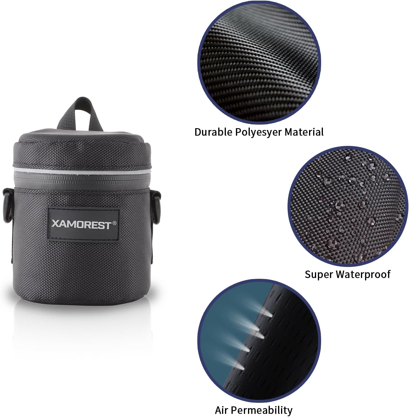 Camera Lens Case Lens Bag Compatible (3.35" x 3.74"(Nylon, Black))