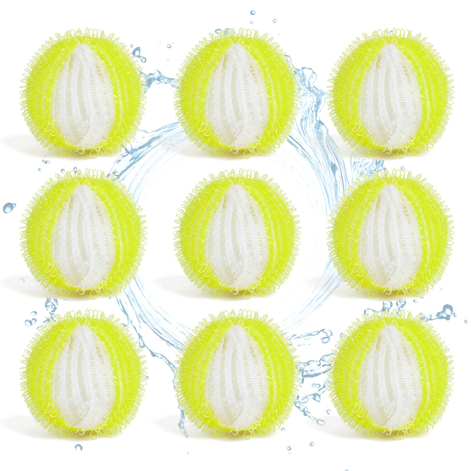 Laundry Balls, 9PCS Pet Hair Remover for Laundry, Reusable Lint Catcher Washing Machines Animal Fur Clothes Hamper Hair Remover for Laundry Bedding Clothes（9,green and white)