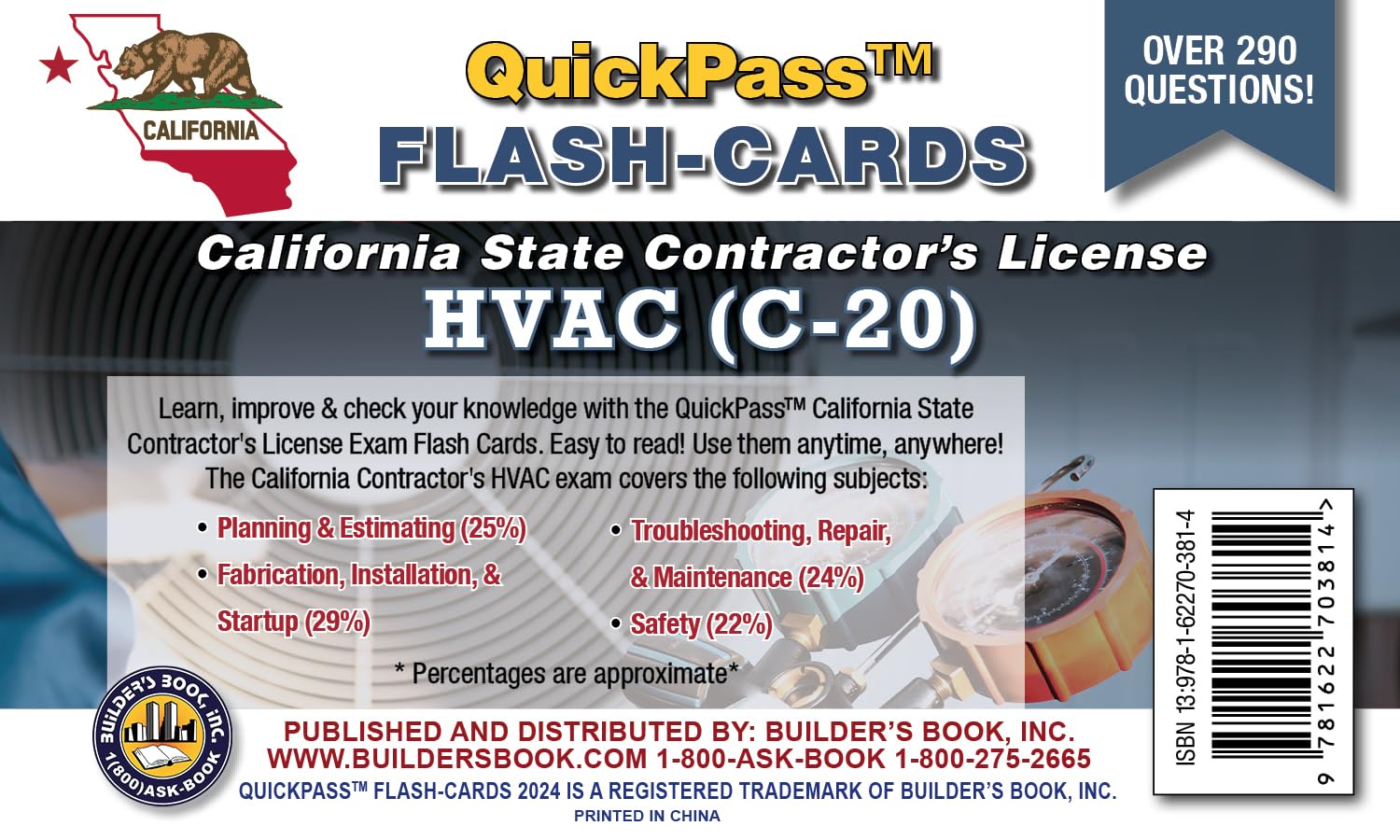 C-20 HVAC Contractor's License Exam QuickPass Flash Cards