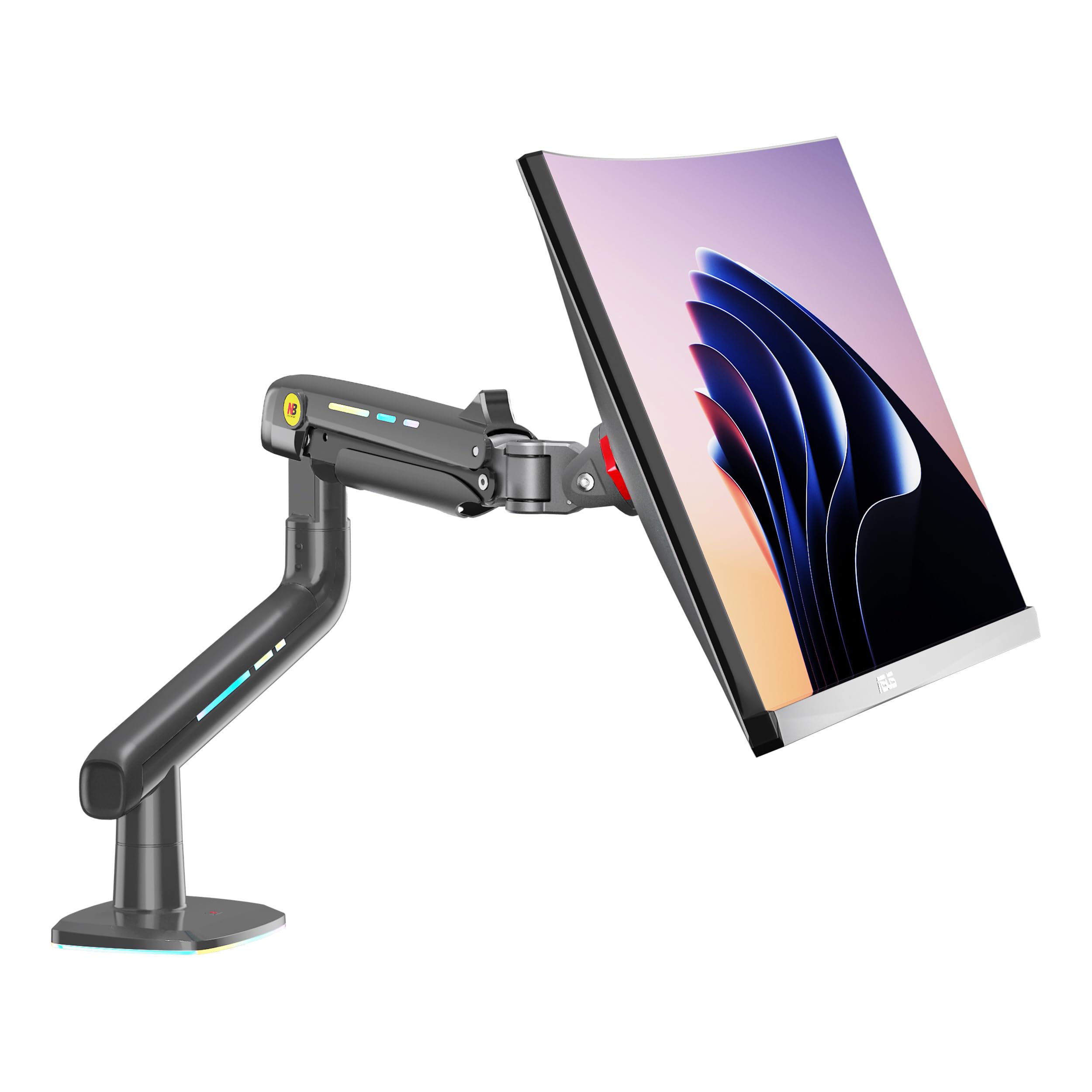 F5 Supporto Monitor PC 32–60″ RGB – Braccio Gaming Robusto, Molla Meccanica, VESA 75x75 100x100, 2–20 kg, Rotazione 360°, Supporto da Scrivania per Monitor Ultrawide e Curvi