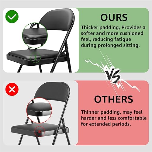 Miniatura 3 de Paquete de 4 sillas plegables con cojín acolchado y respaldo, sillas plegables acolchadas para el hogar, oficina, interior, eventos al aire libre