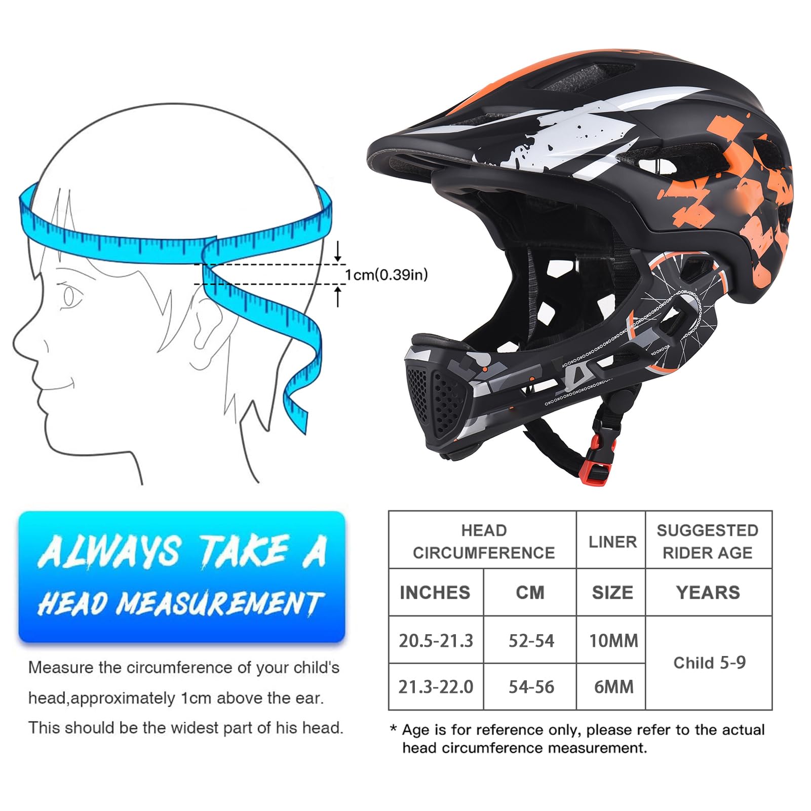 Kavolet Casco da bicicletta integrato per bambini, con protezione per il mento rimovibile, BMX, mountain bike, downhill, per ciclismo, skateboard, pattinaggio a rotelle
