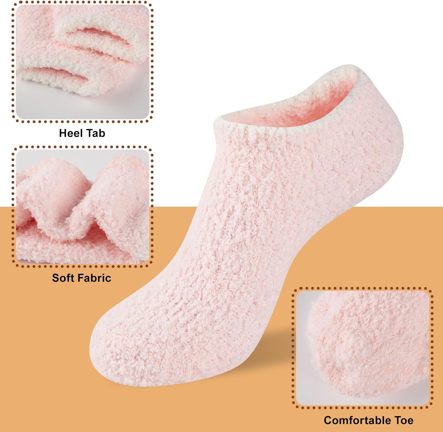 COOPLUS Non Slip Hospital Socks with Grips for Women Cozy Fluffy Winter Warm Fuzzy Slipper Socks for Women - Image 3