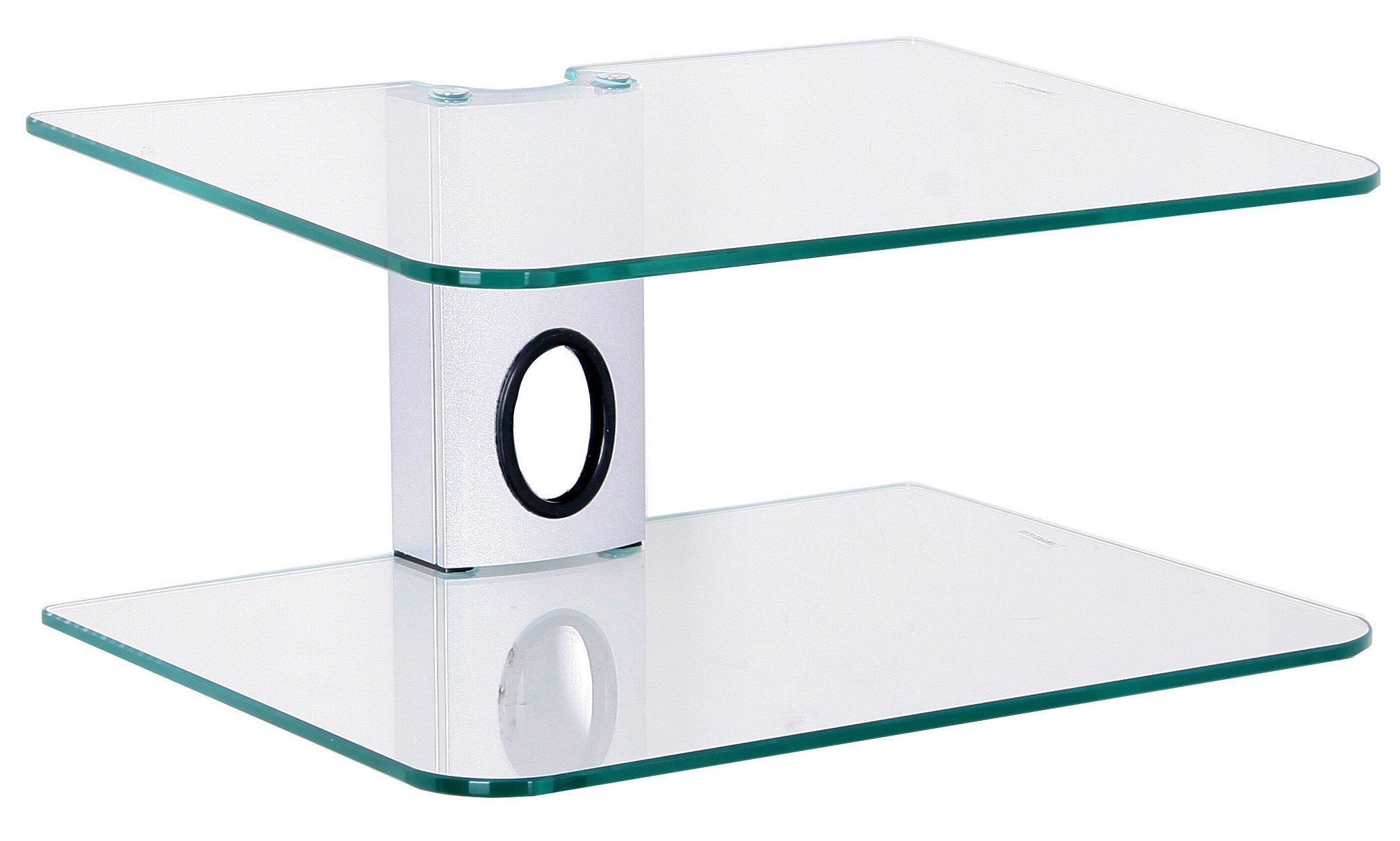 Goldline Sky Box Wall Mount, DVD Wall Shelf, DVD Wall Bracket and 2 x Floating clear glass shelves