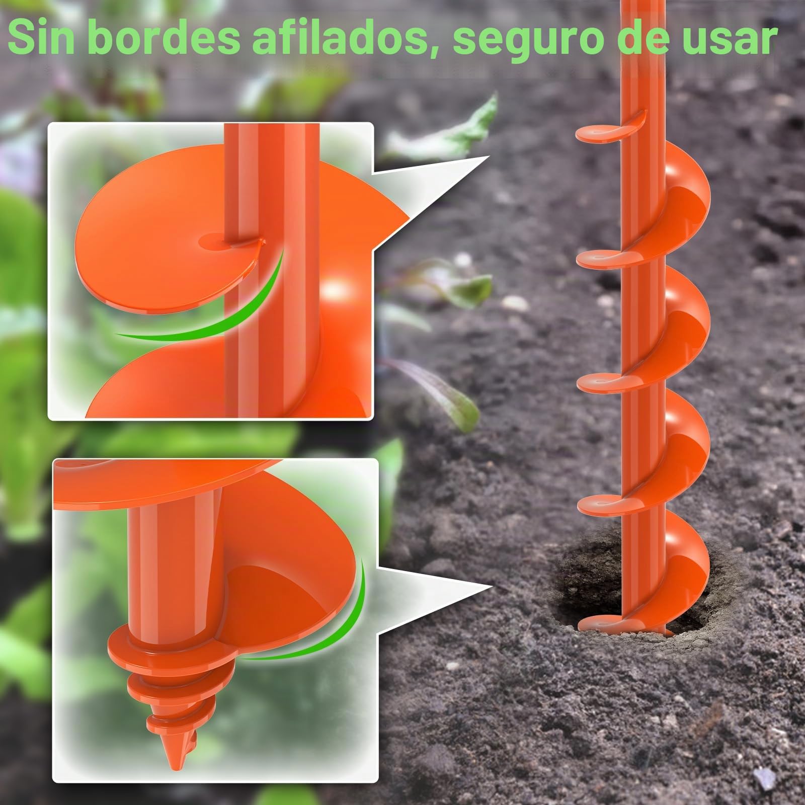 Insaga Broca de serpiente para plantar, 7,6 x 81,3 cm, caracol de jardín, broca de 3 mm de espesor, broca para hacer agujeros, broca de serpiente resistente, excavador de agujeros de tierra para