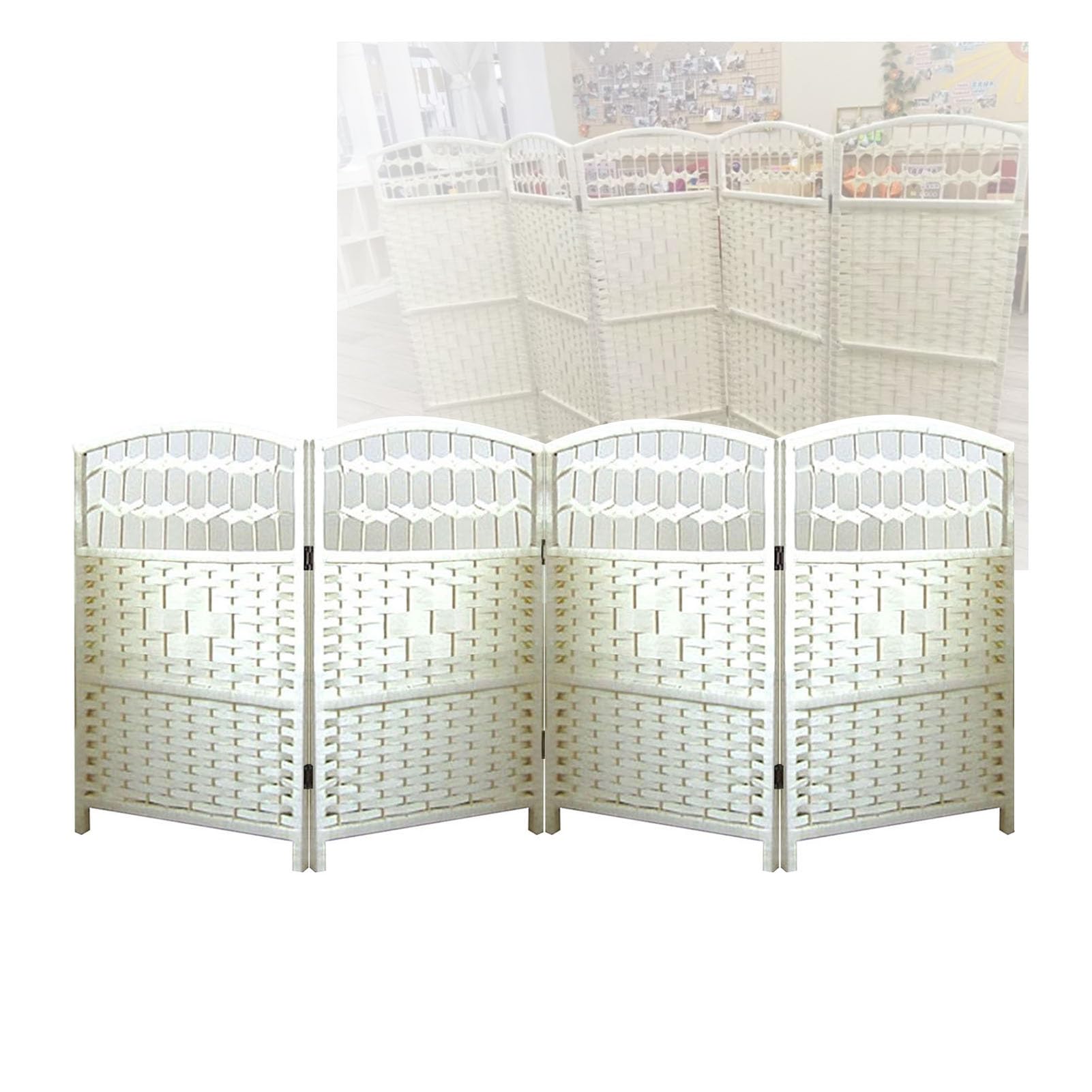 Paravent 4 panneaux pliable au design soigné pour salons modernes