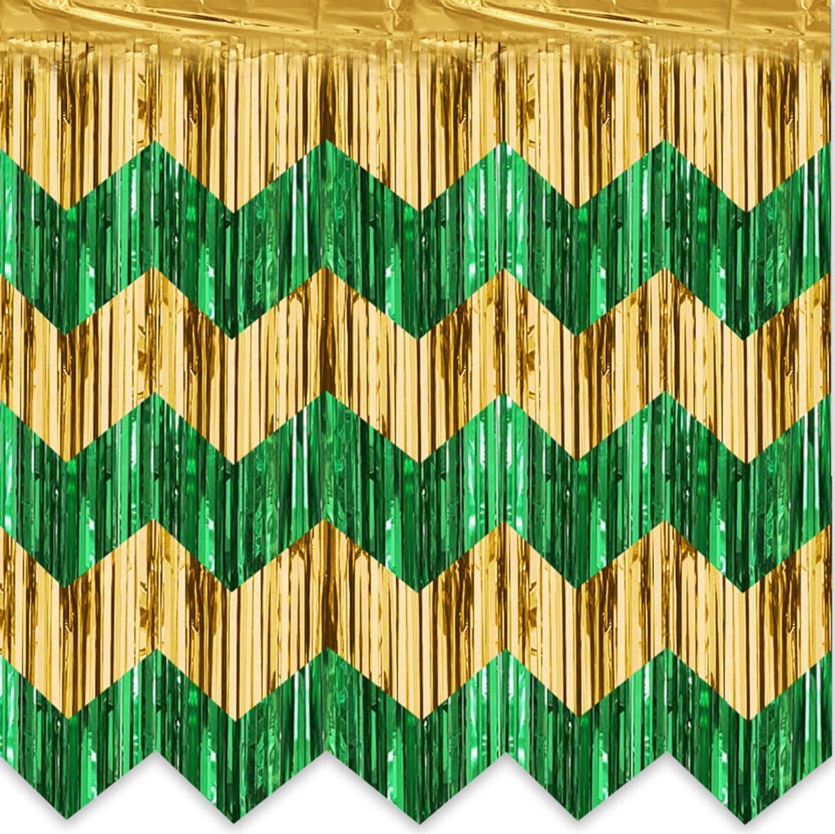 Photo 1 of ***STOCK PHOTO FOR REFERENCE ONLY*** St. Patrick's Day Backdrop Green Tassel Backdrop 9.8 * 6.5 Feet/Set,Wall Hanging Tinsel Fringe Banners for Wedding Birthday Party Decoration (Gold Green)