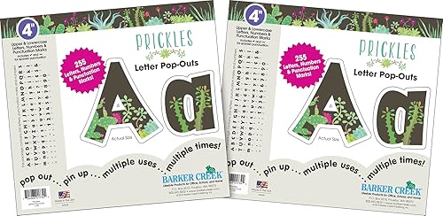 BARKER CREEK Paquete de 2 letras emergentes de 4 pulgadas, pinchos, anima tus tableros de anuncios con estas letras coloridas, 510 letras mayúsculas