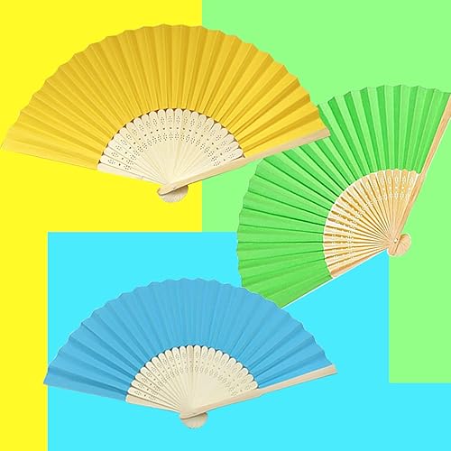 Miniatura 5 de Woohome Ventilador de mano plegable de papel para baile, parte, picnic, regalo de fiesta de boda, decoración de boda (morado)