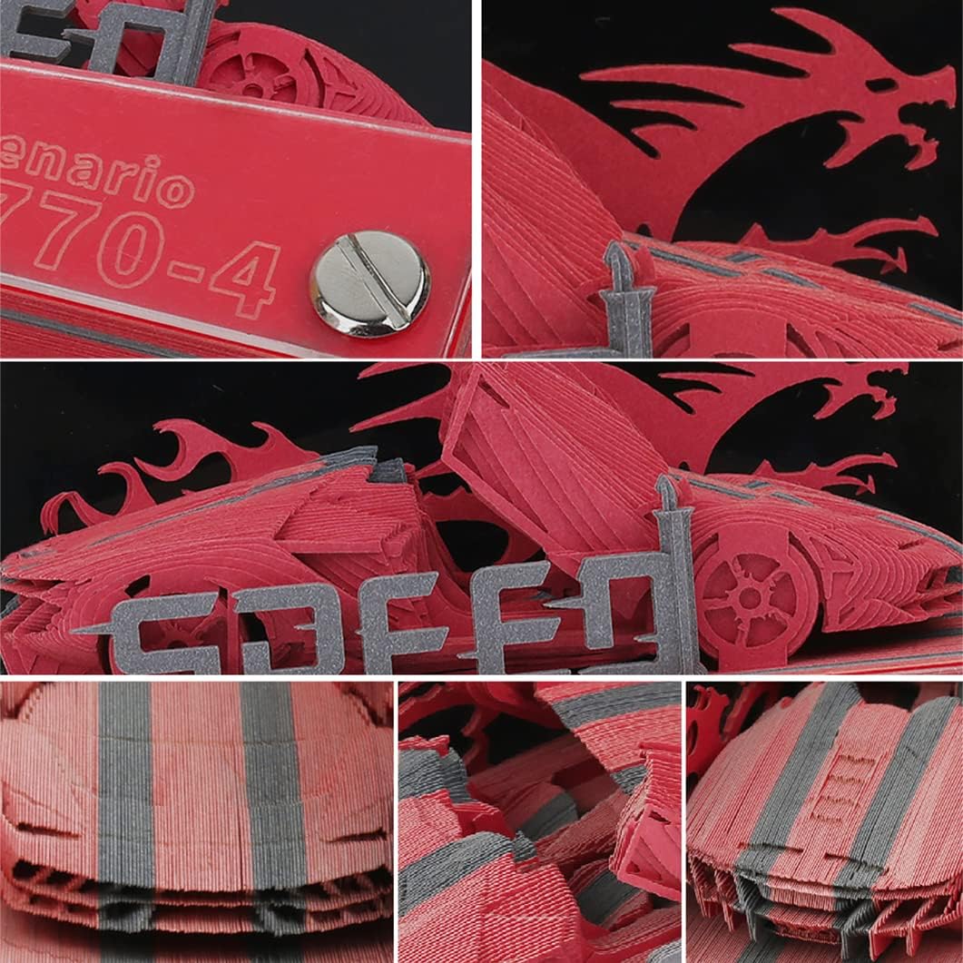 3D Paper Note Centenario LP770-4 Car Model Sticky Notes Three-Dimensional Sports Car Memo Pad Creative Birthday Gift for Boy Lover Children Friends (red)