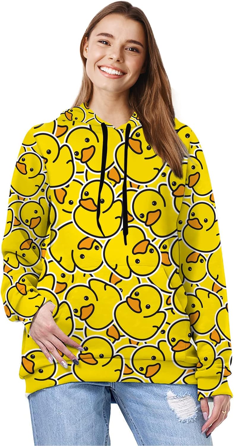 GNEW Men Women Hoodie Yellow Rubber Duck Pullover Long Sleeve Hooded Sweatshirt - Image 3