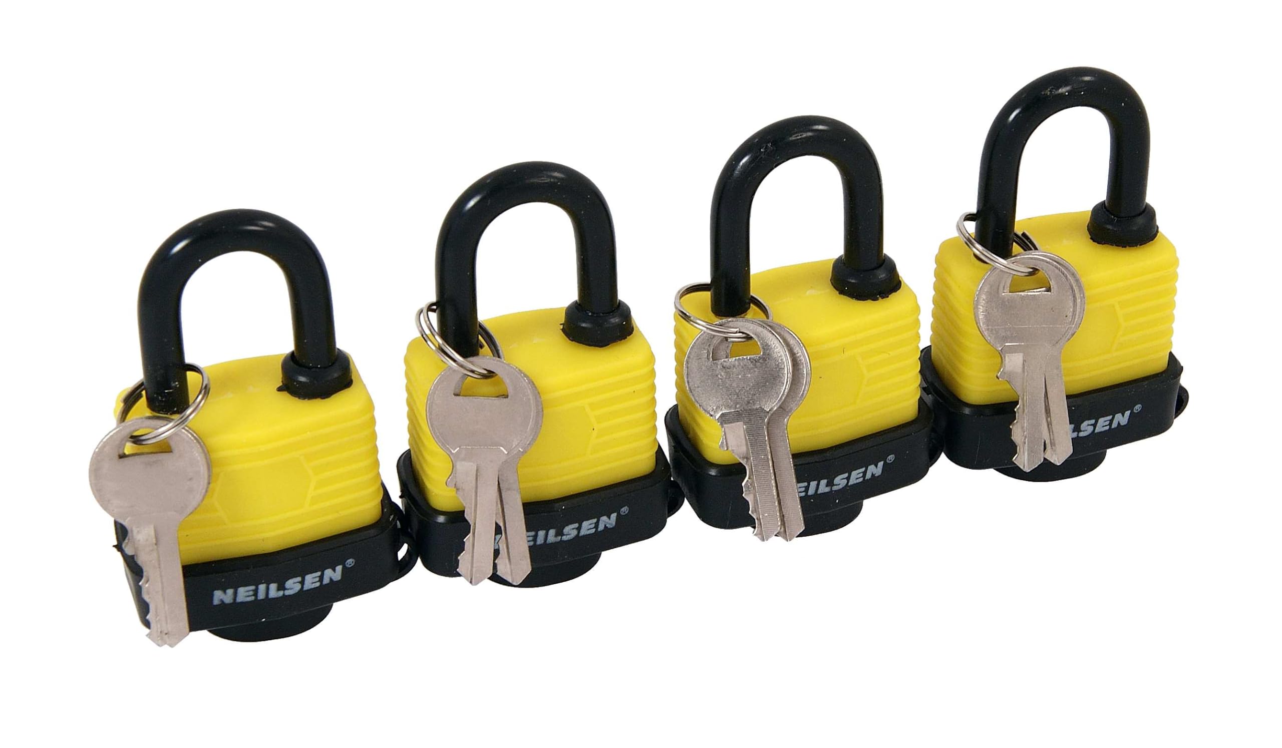 4 X Keyed Alike 40Mm Weatherproof Steel Heavy Duty Padlocks (Neilsen Ct0274) 5060028082742