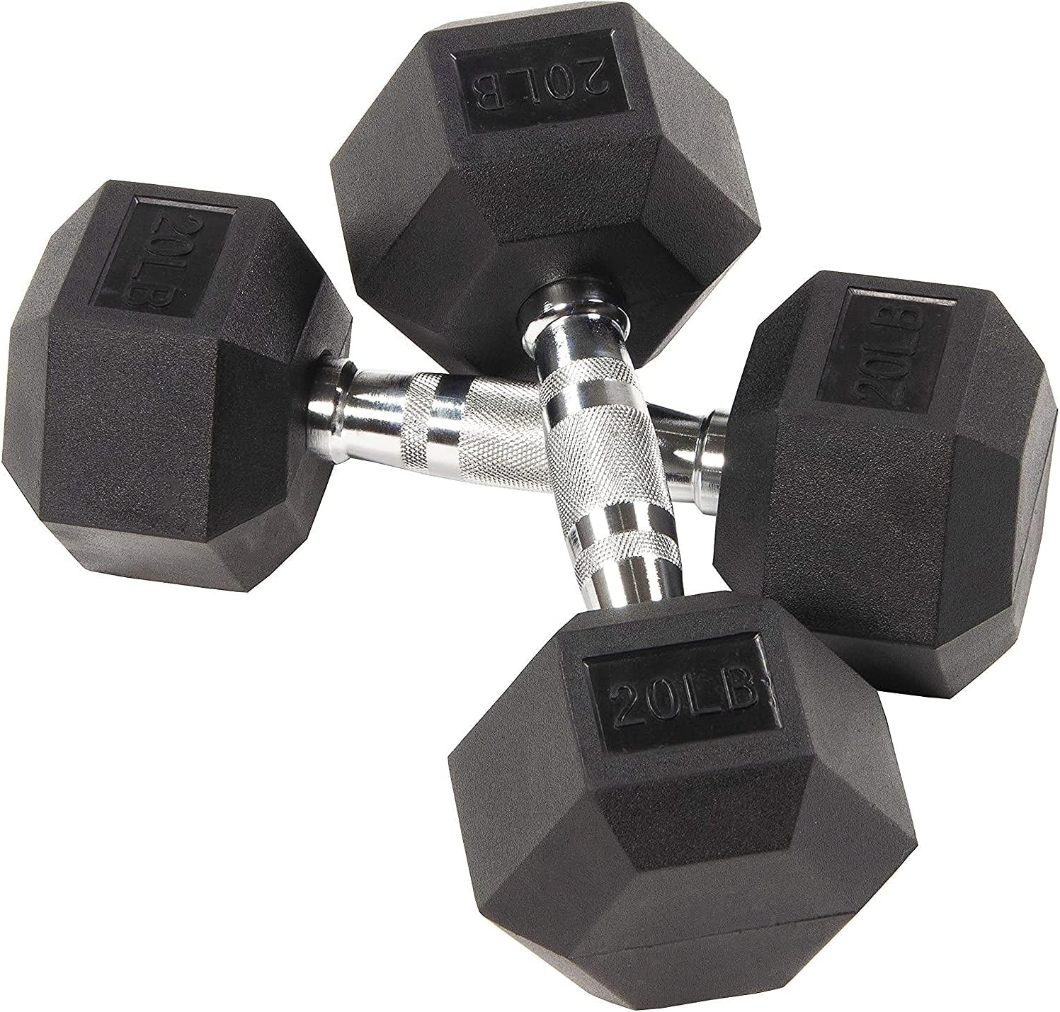 Fuxion Dumbbells 20 Lbs Rubber Encased Hex Pair | Hand Weights | All-Purpose, Home, Gym, Office, Exercise, Work (40LB Total), Set of 2 Each 20 pounds / 9.1 Kg