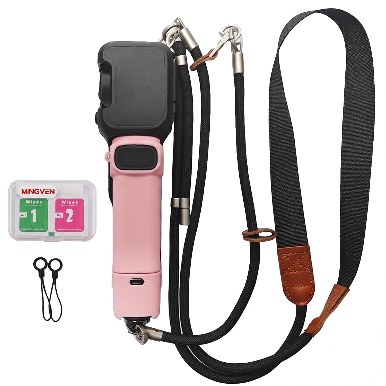 Correa de cámara para Insta360 Luna Ultra con lente y protector de | Cordón 2 en 1 para hombro/muñeca con funda protectora Luna Ultra, correa ajustable para viajes, vlogging, fotografía (rosa)