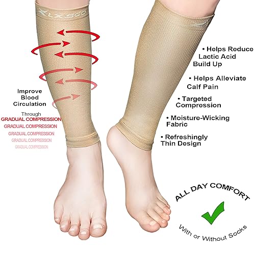 Miniatura 2 de Mangas de compresión de pantorrillas para mujeres y hombres, enfermeras, corredores, calcetines de compresión para piernas