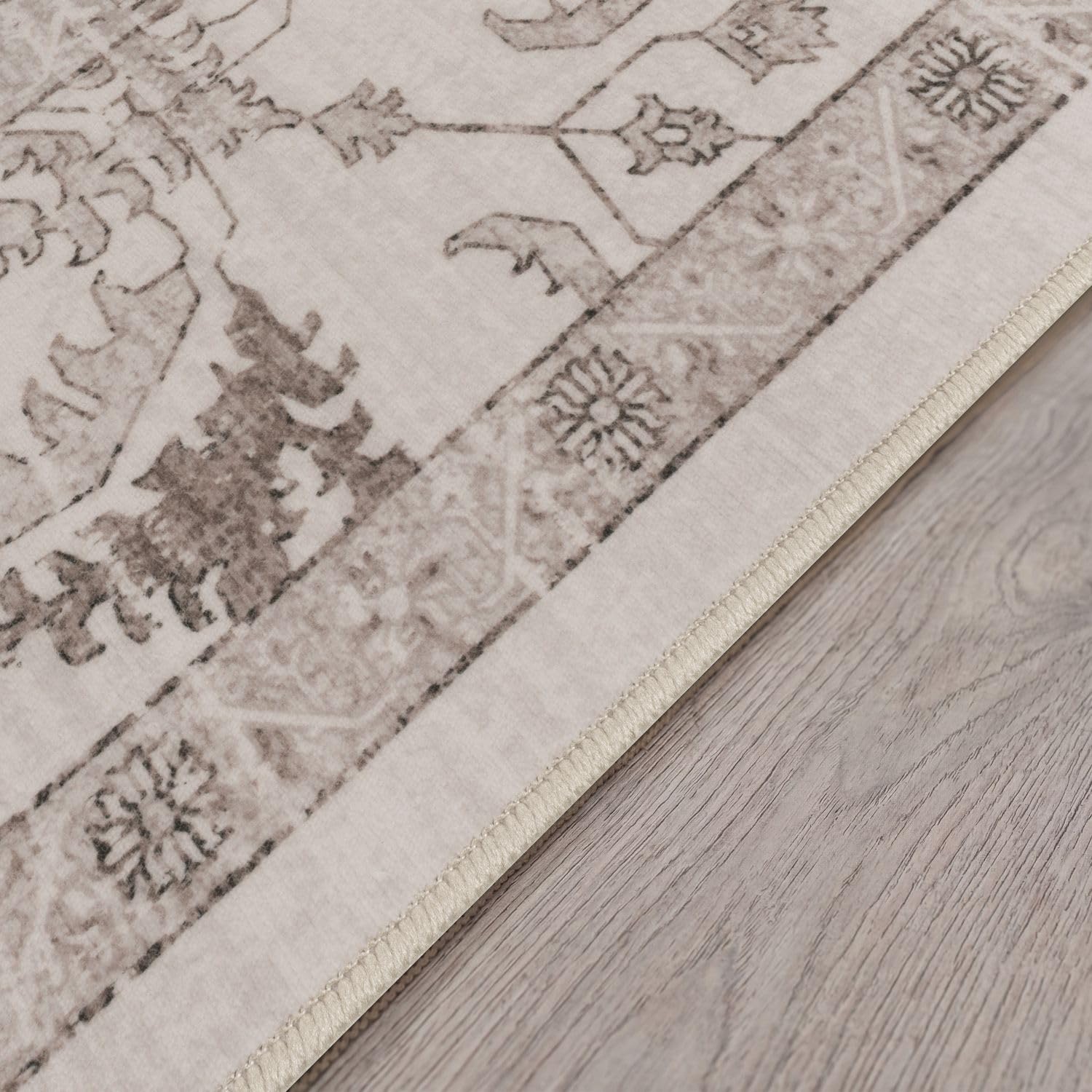 TT Home Tapis Boho Vintage Salon Poil Court Design Retro Antiderapant Facile Entretien Moderne Salle A Manger Entree Lavable, Couleur:Beige 4, Dimension:120x160 cm