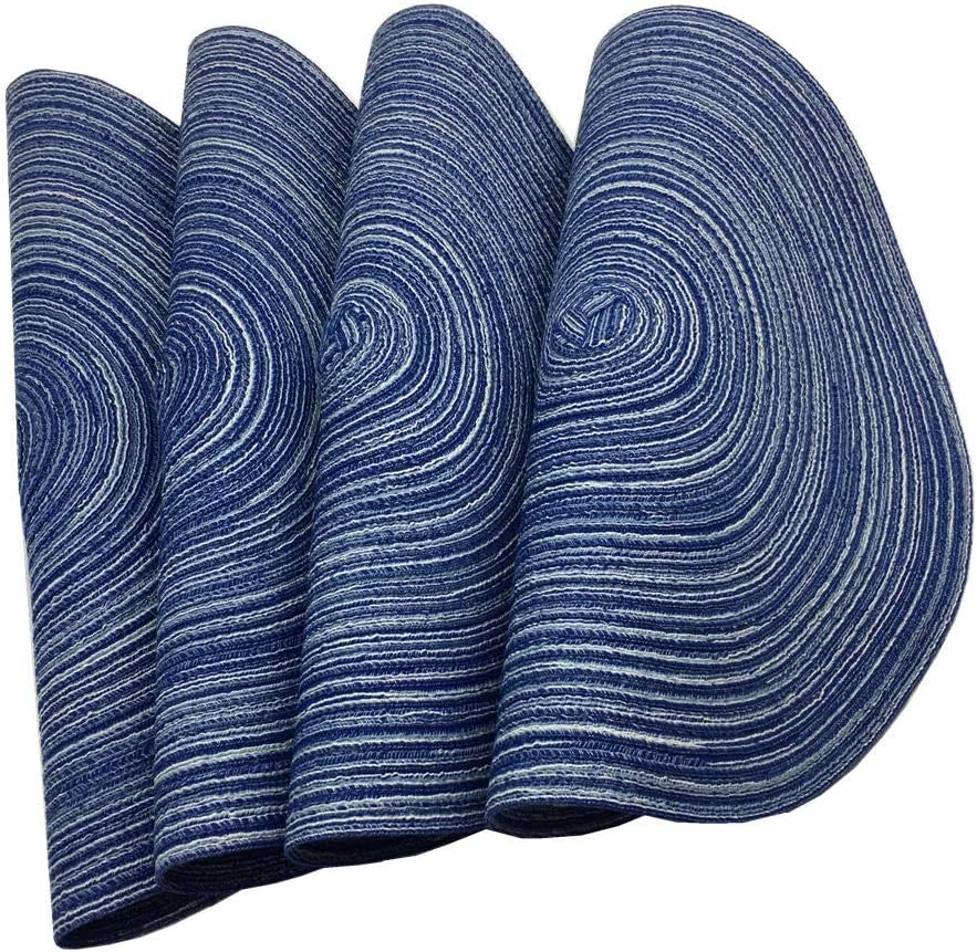 WAZAIGUR Red-A，Placemats,Round Placemats for Dining Table Set of 4 Woven Heat Resistant Non-Slip Kitchen Table Mats Diameter 14 inch(Blue) : Home & Kitchen