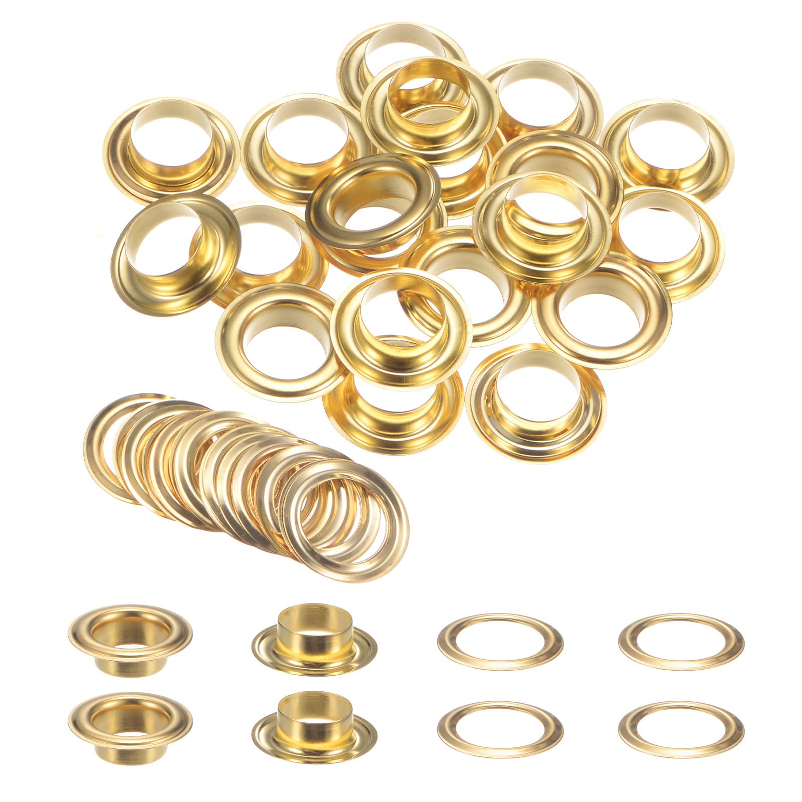 QUARKZMAN 20Set Occhielli per Teloni con Rondelle 12mm Occhiello Strumento Metallici color Rame per Tende in Tessuti Cinture in Pelle Scarpe Borse DIY, Oro (Perforatrice Non Inclusa)