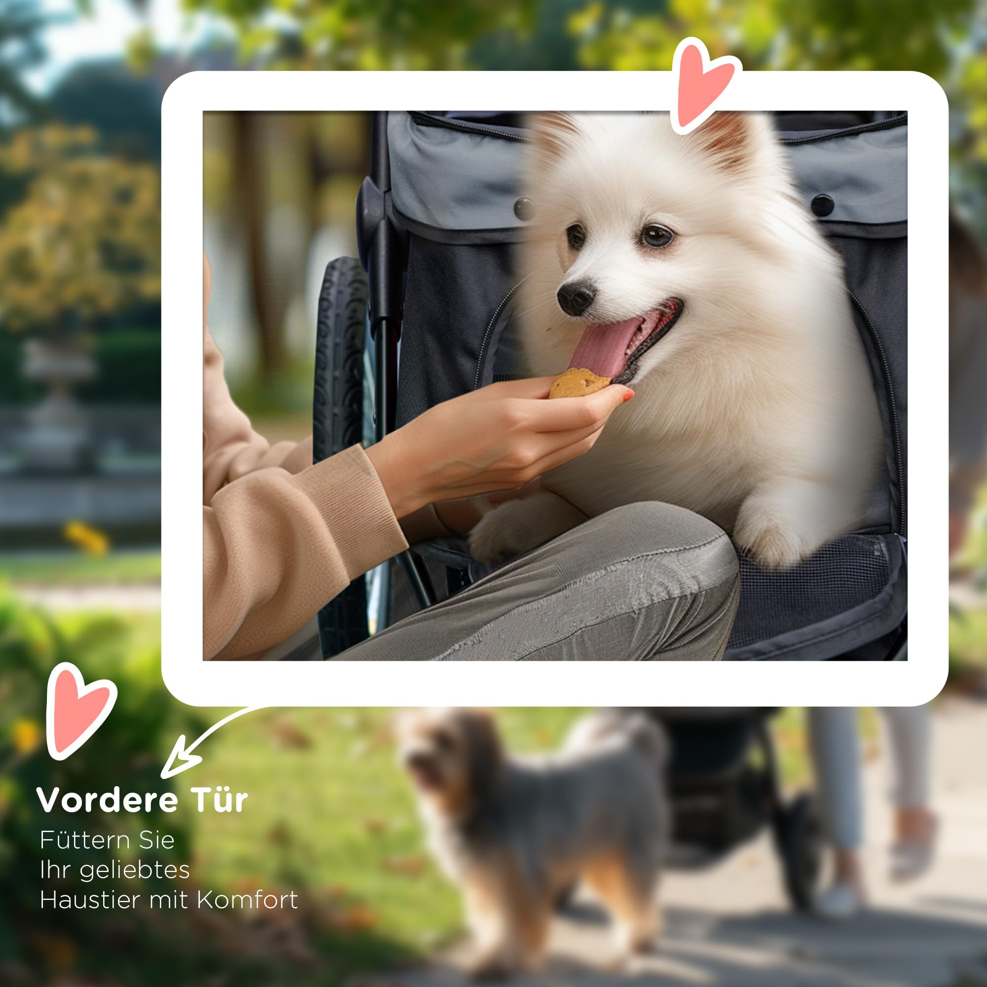 Poussette pour chien PawHut, poussette pour chat avec réflecteurs, poussette pliante pour chien avec panier de rangement, protection solaire, fenêtre en filet, trolley pour petits et moyens chiens,