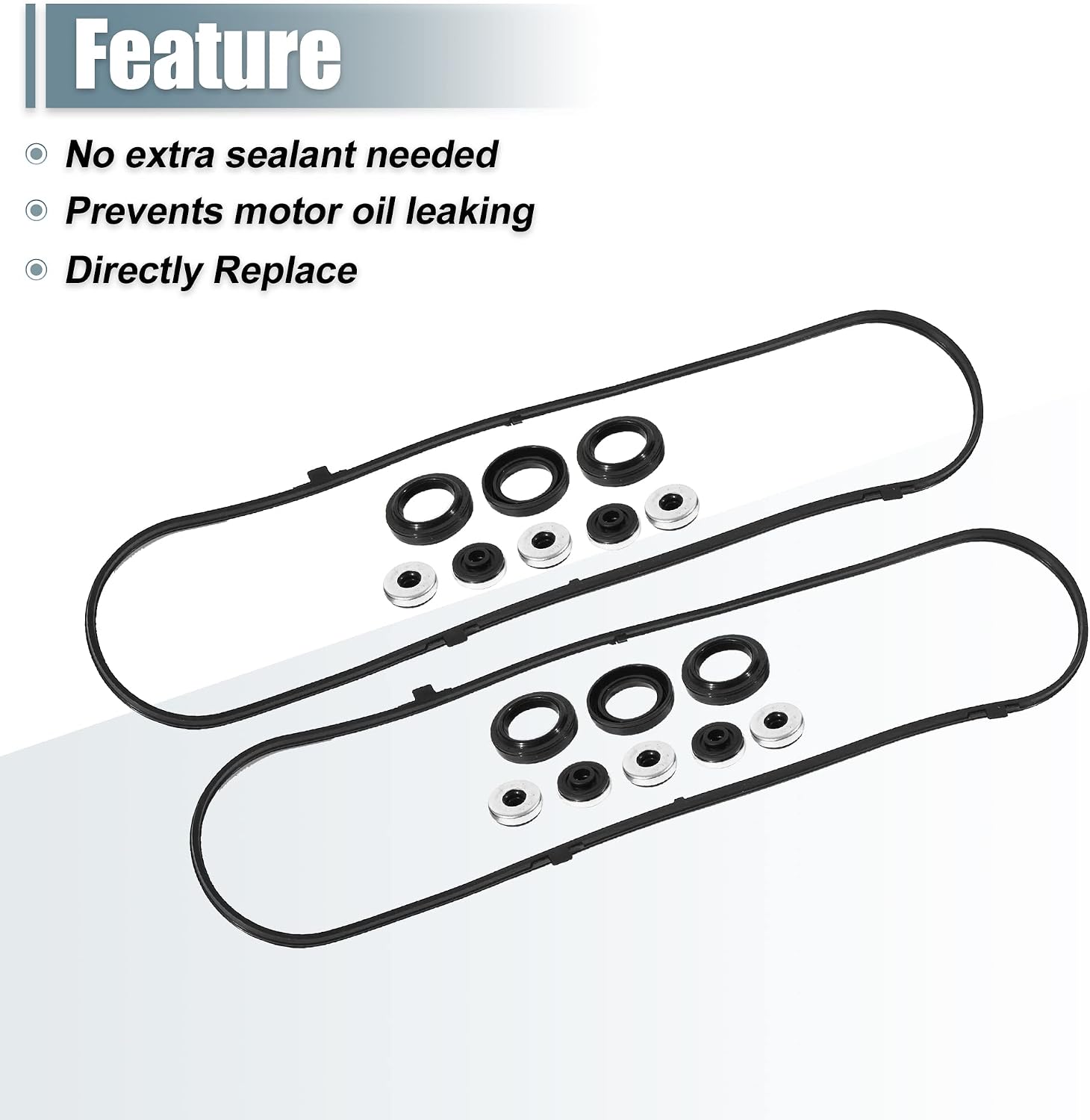 X AUTOHAUX VS50607R Valve Cover Gasket for Honda Odyssey 2005-2009 for Honda Accord 2006-2007 Rubber Black 2 Set