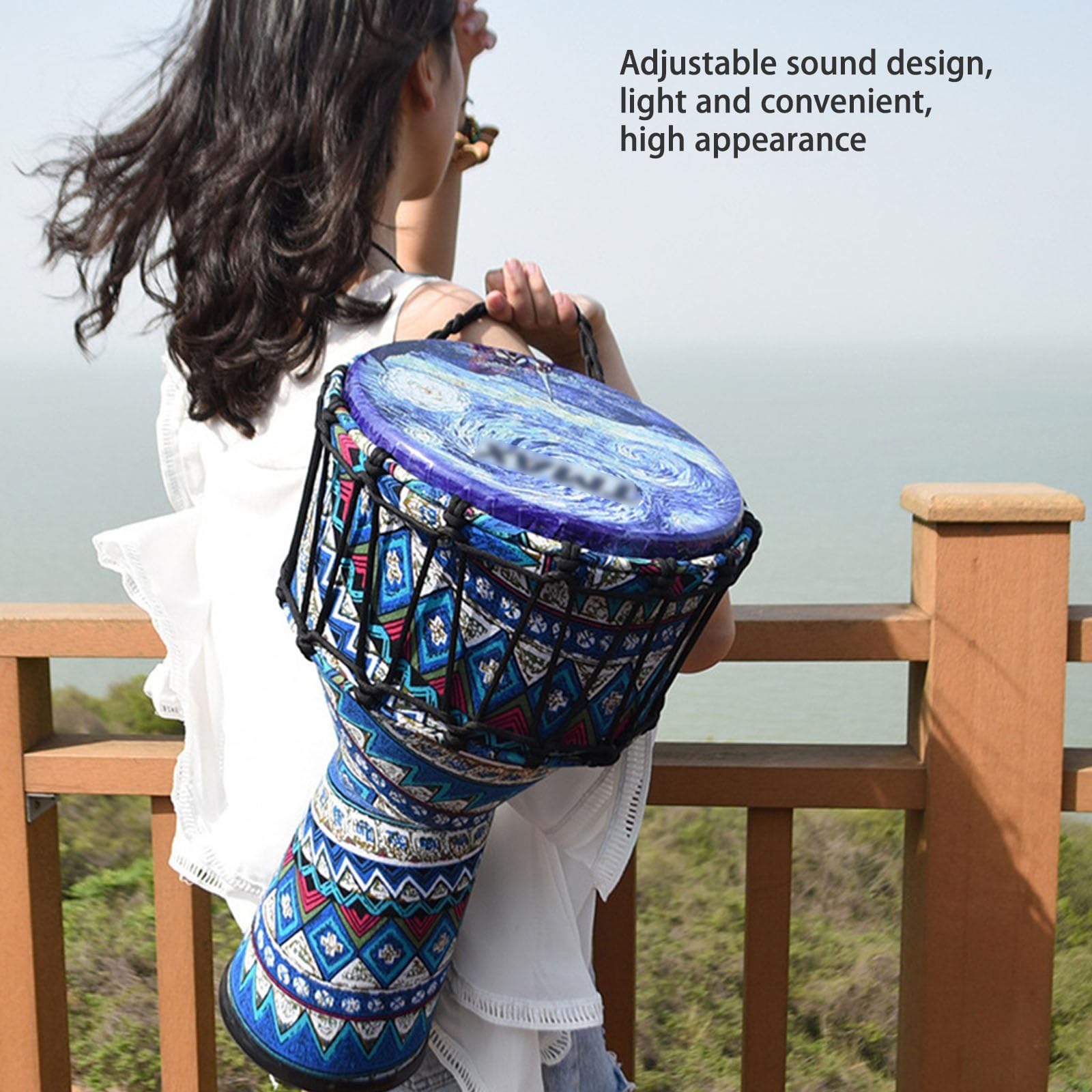 10/12 Pulgadas Yembé Duradero y Portátil, para Acompañamiento de Banda Djembe Drum, Principiante Tambor Djembe Estilo Africano Tambor Africano(PVC10inch D)