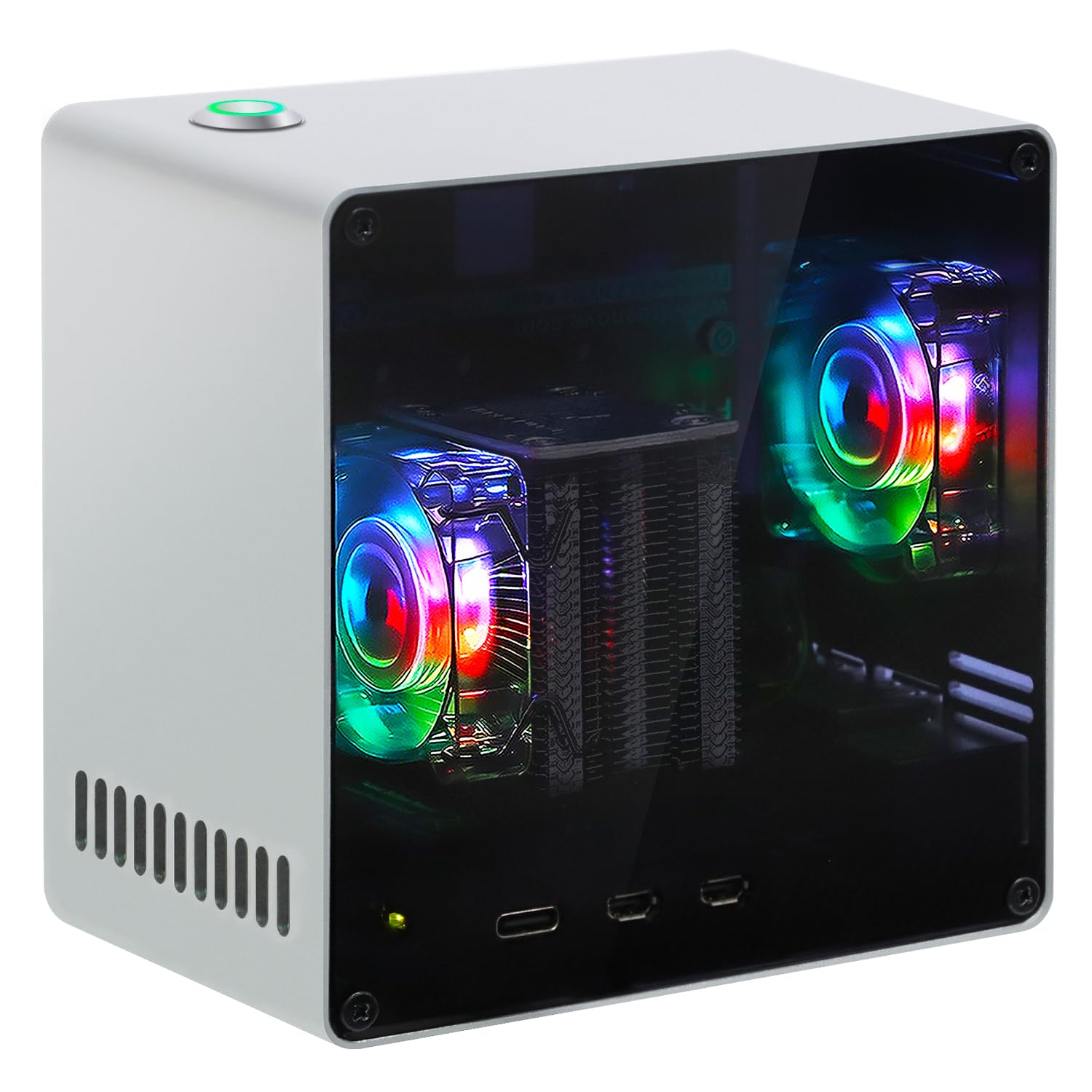 Freenove Case for Raspberry Pi 5 (NOT Included), M.2 NVMe SSD Slot, PWM ARGB Fans Light Sync, CPU Tower Cooler, Power Button with Indicator Light, Setup Software