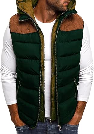 TrendAura Men's Hooded Winter Sleeveless Puffer Vest With Embroidery Warm Zip Up Quilted Jacket main image 1