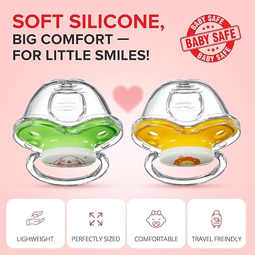 Miniatura 3 de Playtex Baby Binky - Chupete de ortodoncia con escudo Air Comfort, silicona de grado médico, naranja y verde, 2 unidades