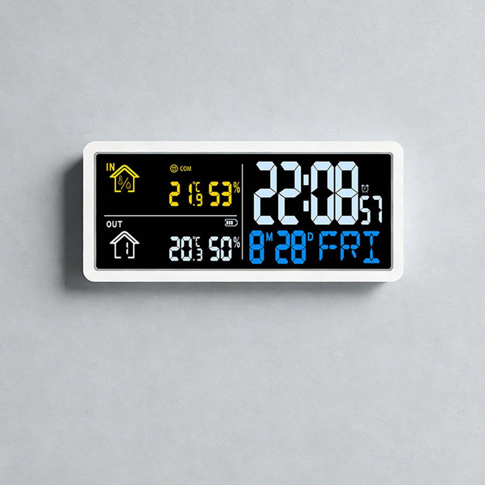 Reloj digital con pantalla grande para hora, fecha y humedades, temperatura, oficina, visualización digital, reloj de pared grande