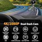 WANLIPO Cam avant et arrière Dash,4K Camion Dash double canal pour voiture,5G WiFi,2" IPS,Gratuit 64GB Carte,4K+1080P Caméra de Dash, contrôle d'application, enregistrement de boucle, G-sensor,WDR,Vision nocturne, 24H Moniteur de stationnement