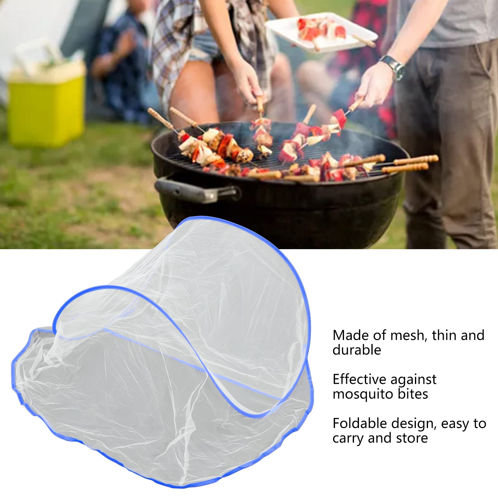 equlup Outdoor Camping Insects Cover, Lightweight Portable Foldable Heads Insects Net Mesh Hat Face Netting for Outdoor Camping Home Parties (Blue)