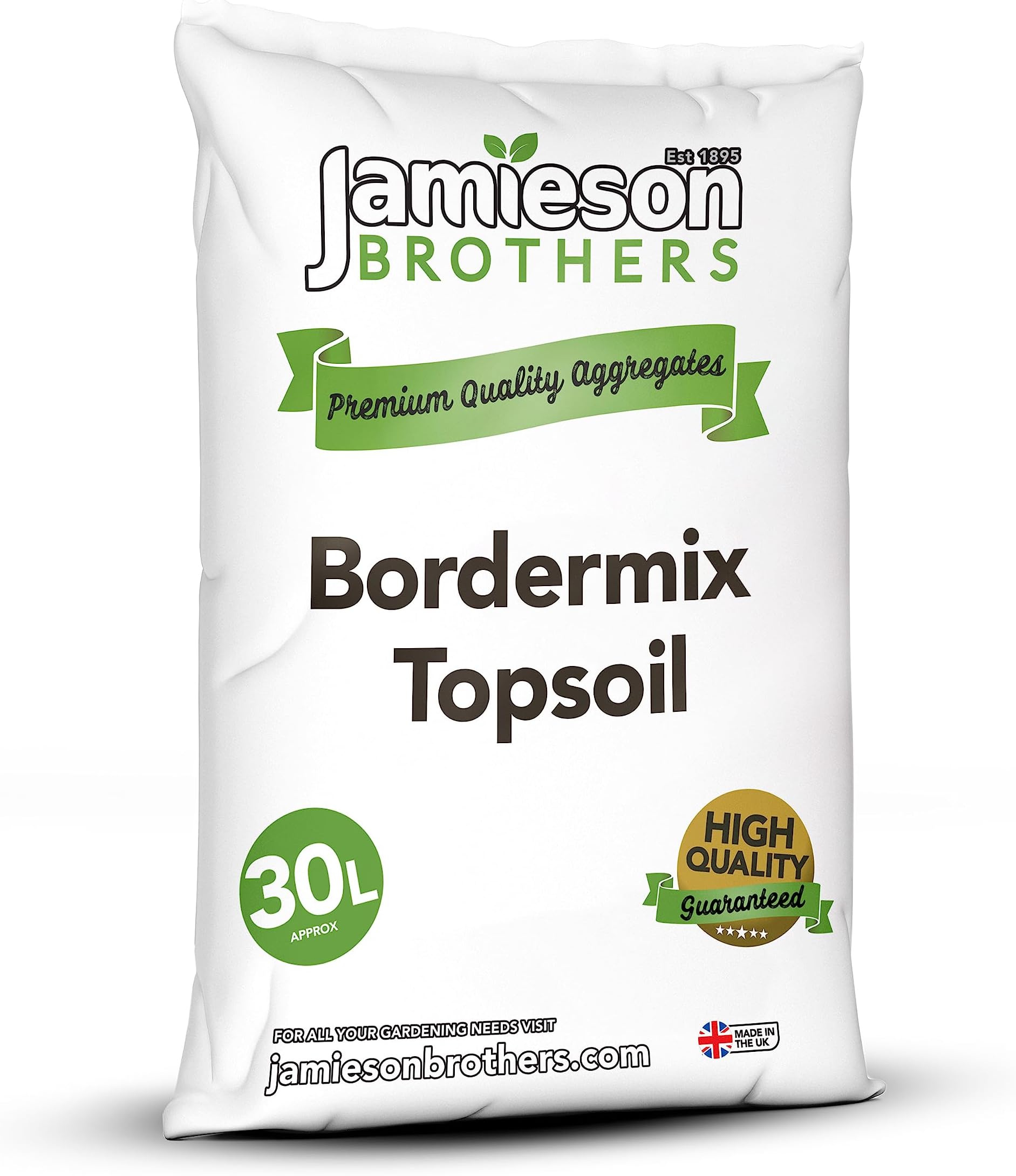 Bordermix Top Soil 30L Enriched with Horse & Chicken Manure (Mushroom Compost) - Can be used in Beds & Borders as a Conditioner or Mulch - By Jamieson Brothers