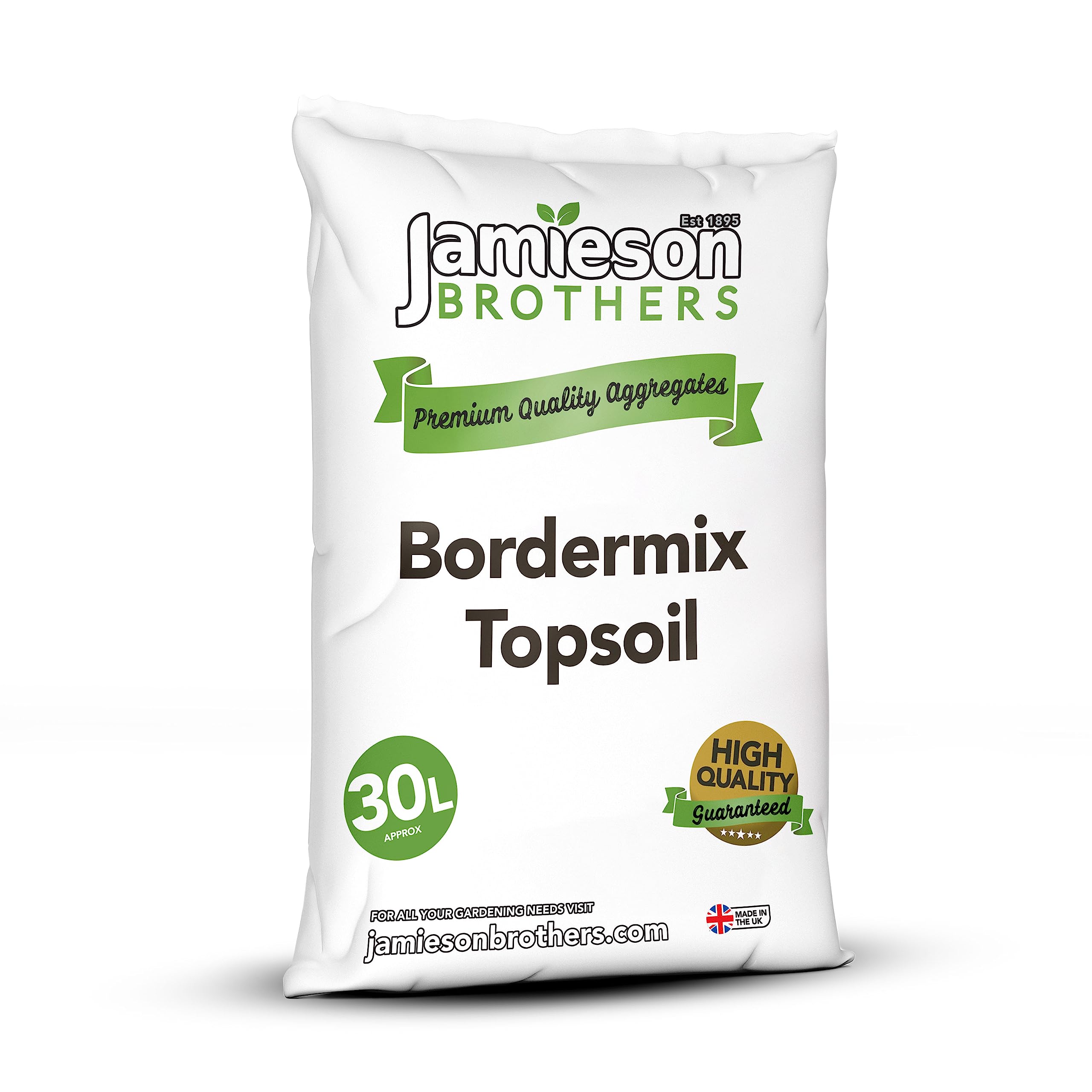 Bordermix Top Soil 30L Enriched with Horse & Chicken Manure (Mushroom Compost) - Can be used in Beds & Borders as a Conditioner or Mulch - By Jamieson Brothers