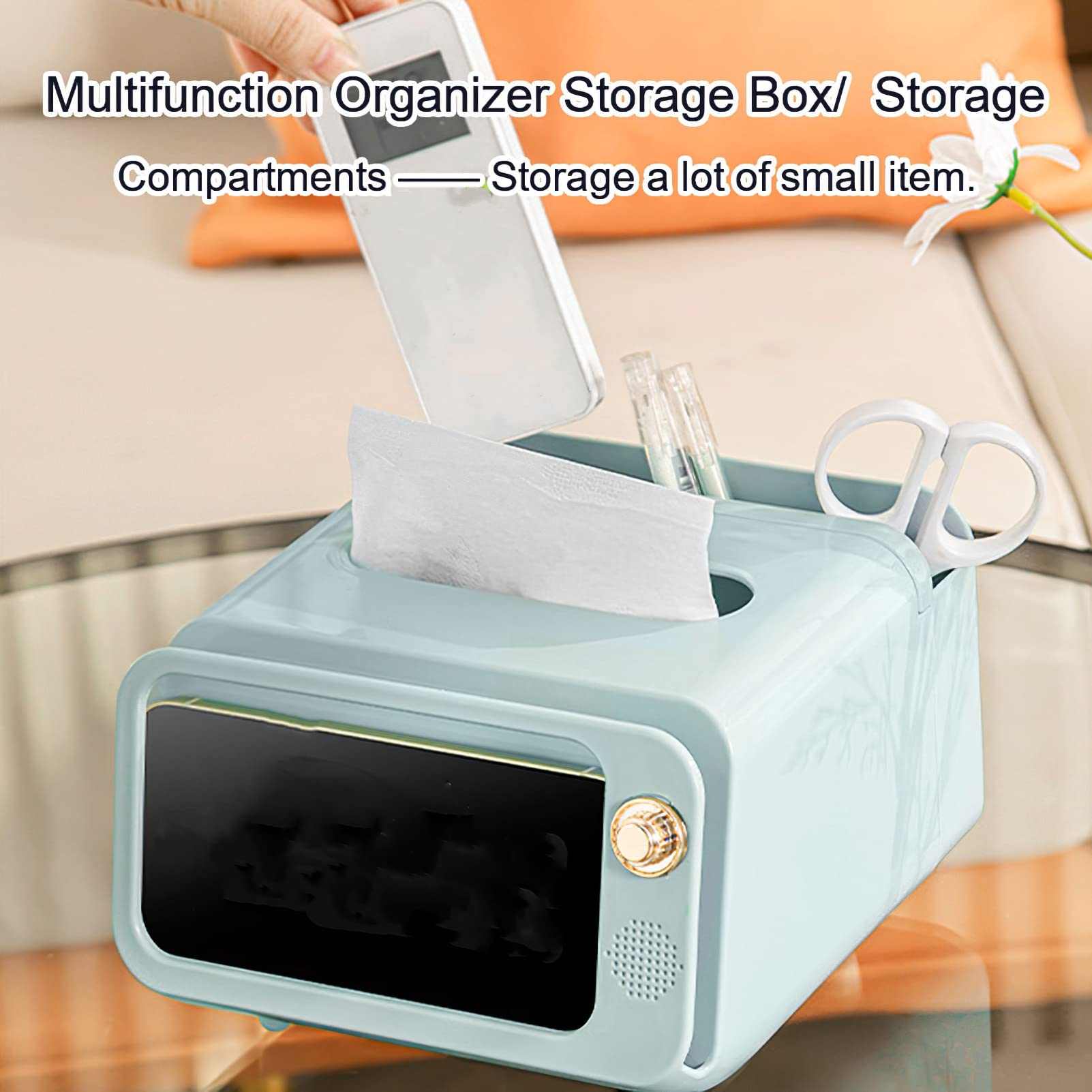 Apott 2-in-1 TV-Shaped Tissue Box & Phone Holder – Fun Desk Decor, Bathroom Organizer With Phone Slot (Green)