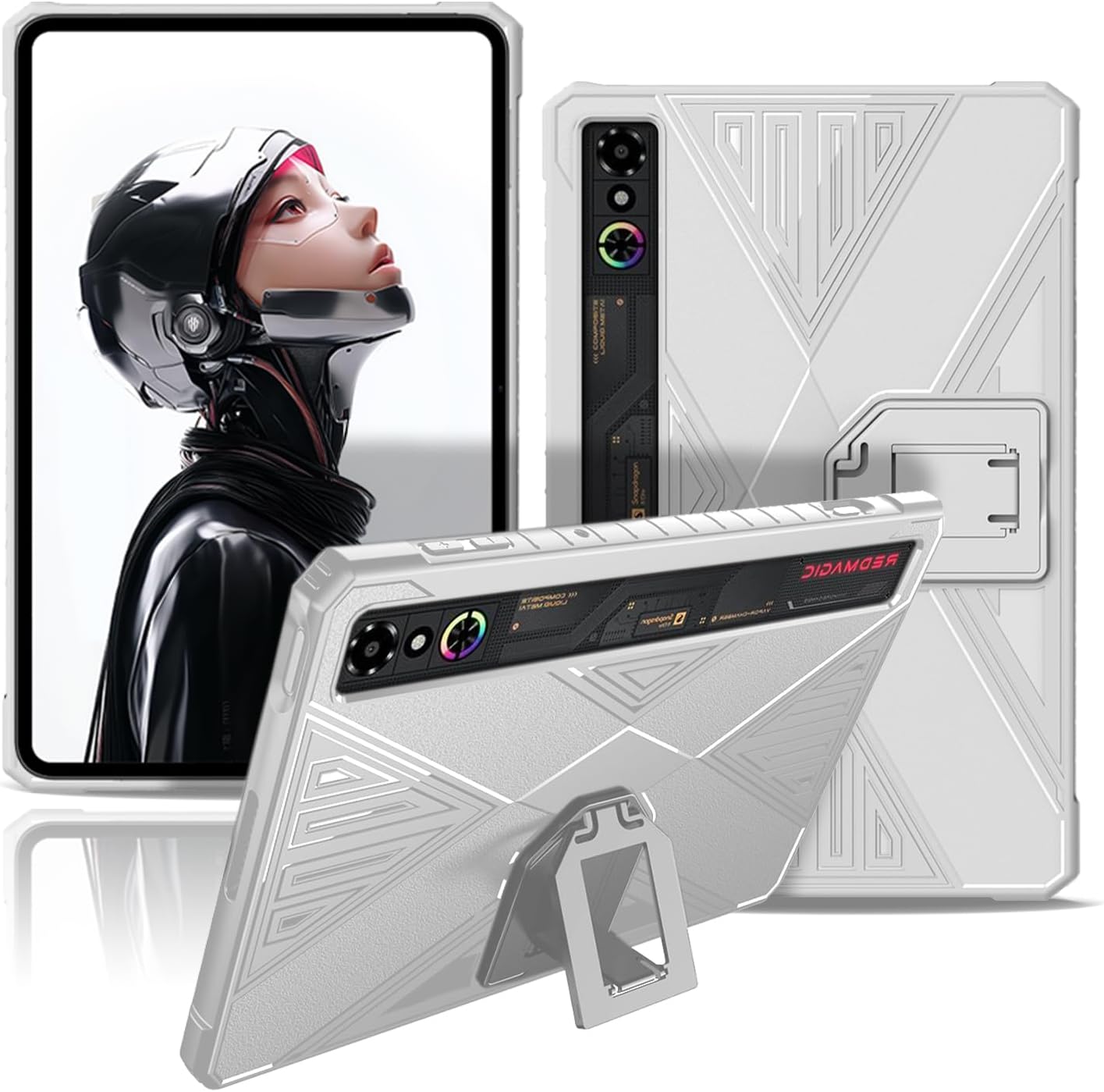 Case for REDMAGIC Astra Gaming Tablet 9.06inch,NOUKAJU Tablet Protective Case,Drop-Resistant,Anti-Scratch,Folding Stand,Protective Cover for REDMAGIC Tablet 3 Pro(White)
