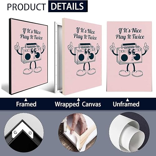 Miniatura 2 de Bonito lienzo antropomórfico Boombox para pared, pósteres estéticos de dibujos animados vintage, estilo retro y lúdico, impresiones de estilo