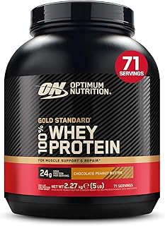 Optimum Nutrition Gold Standard 100% Whey, Proteína, Sabor Chocolate y Mantequilla de Cacahuete, 2.27kg, 71 Servicios