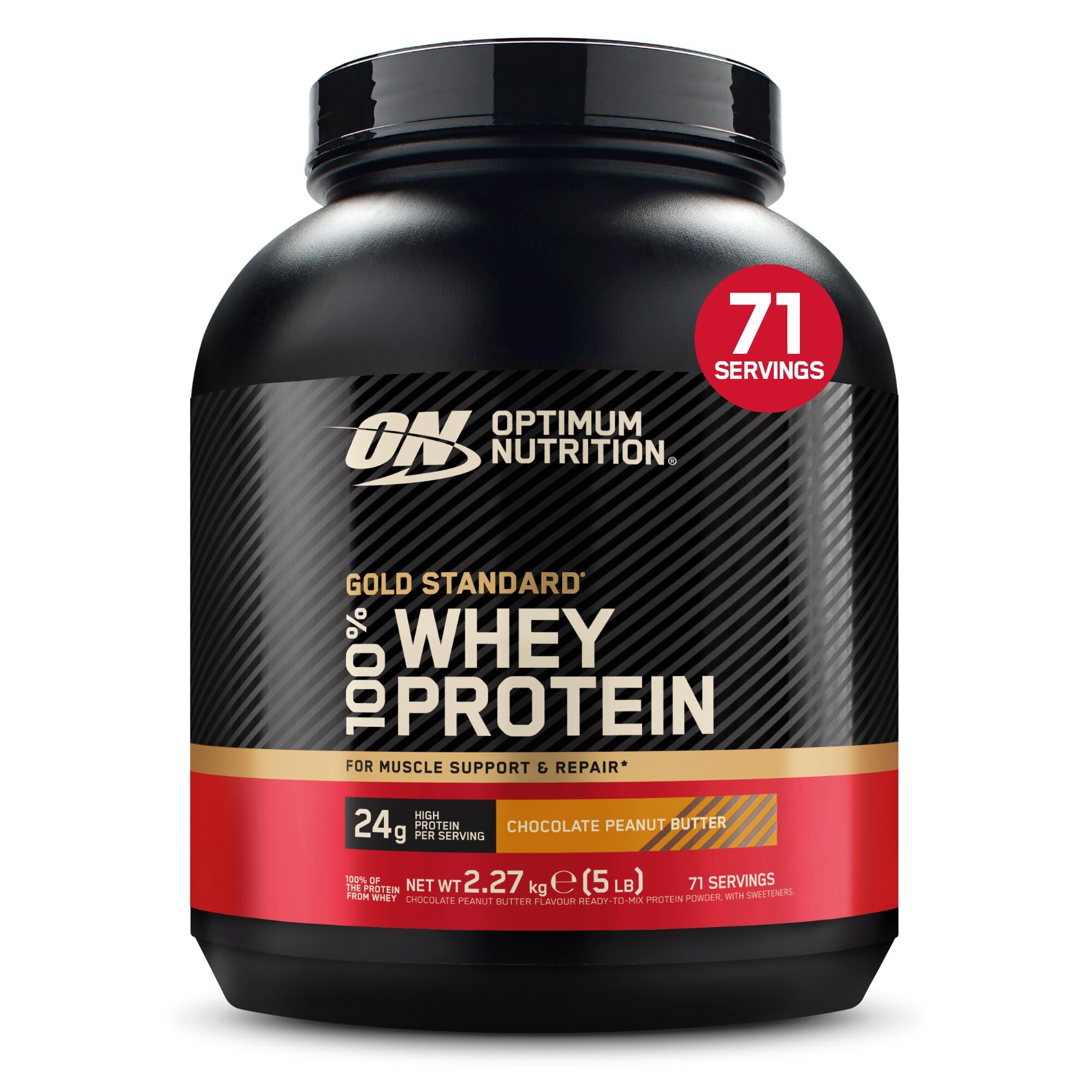 Gold Standard 100% Whey Protein Powder, Chocolate Peanut Butter, 2.27kg, 71 servings, Package May Vary