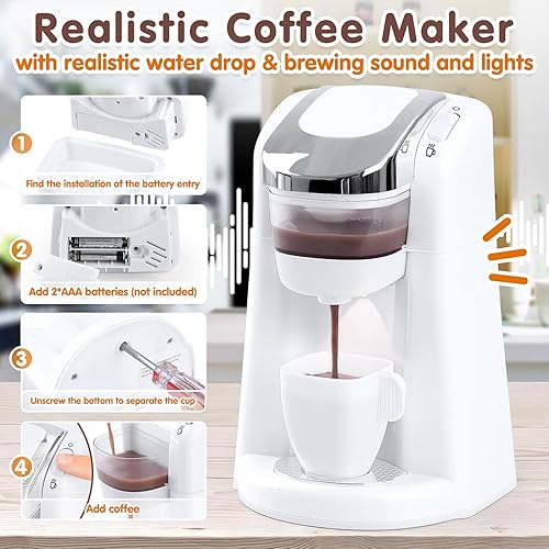 Miniatura 10 de Play Juguetes para electrodomésticos de cocina, accesorios de cocina para niños, juegos de juguetes de simulación con cafetera, mezclador, tostadora