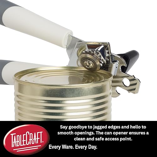 Miniatura 8 de TableCraft 10993 PerfectGrip - Abrelatas de mano, acero cromado, esfera giratoria grande, fácil agarre, apto para lavavajillas, agujero para colgar,