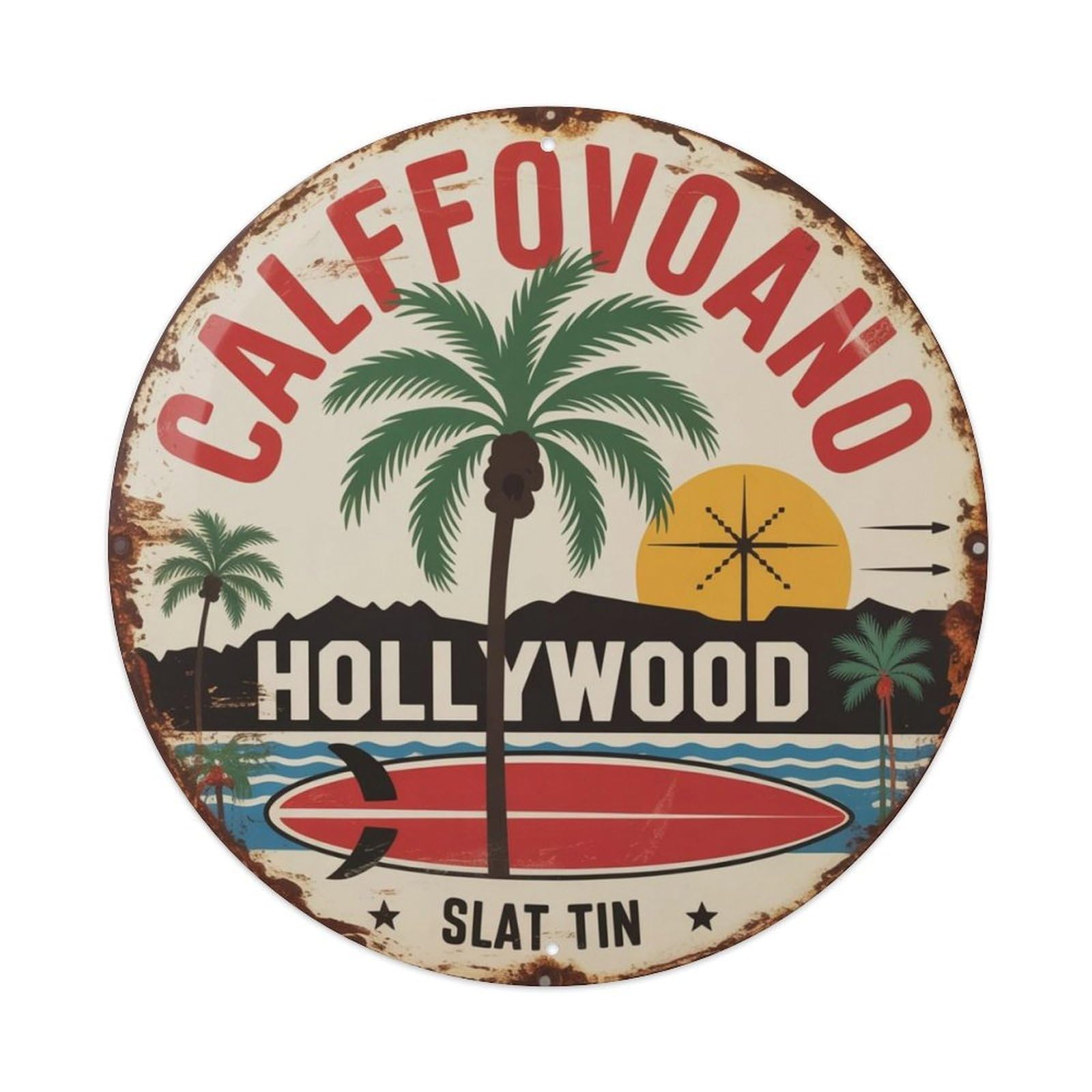 Lvalogy Style California Coastal Metal Tin Sign Plaque
